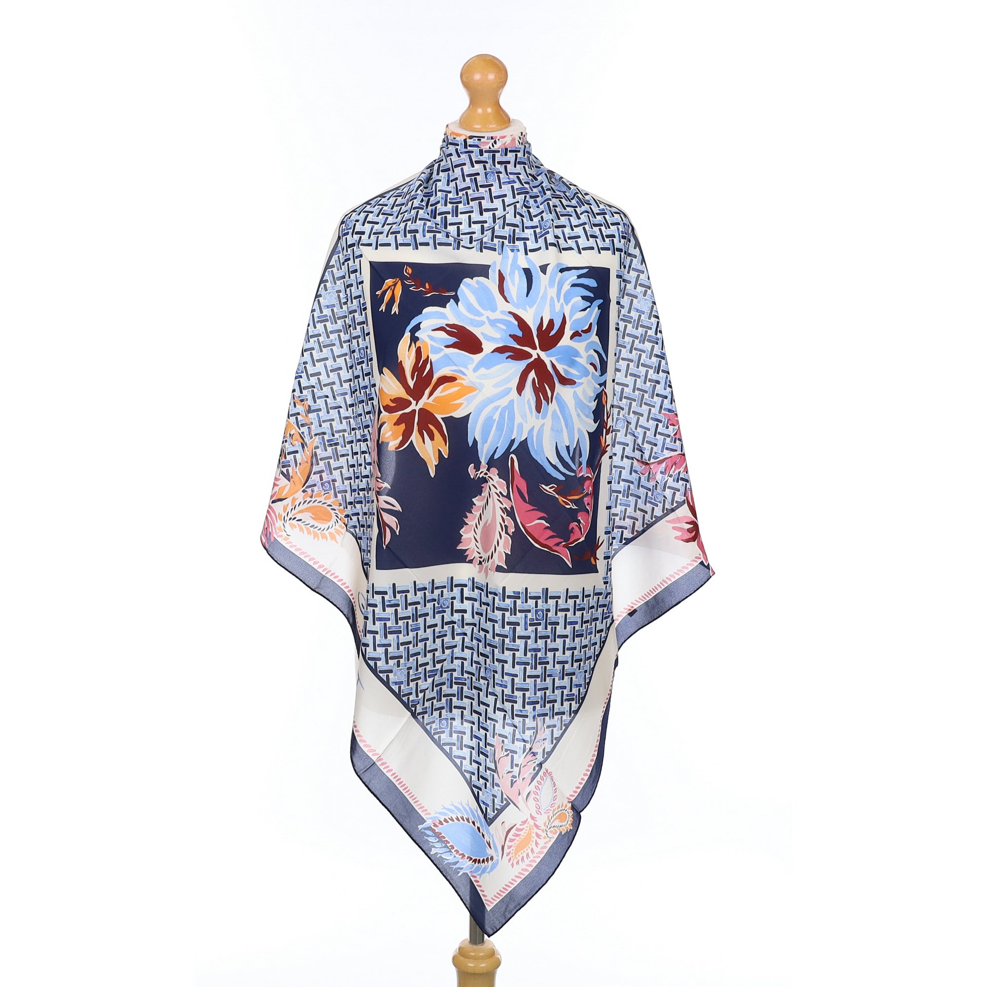Brand New Gant Blue Floral Patterned Silk Scarf