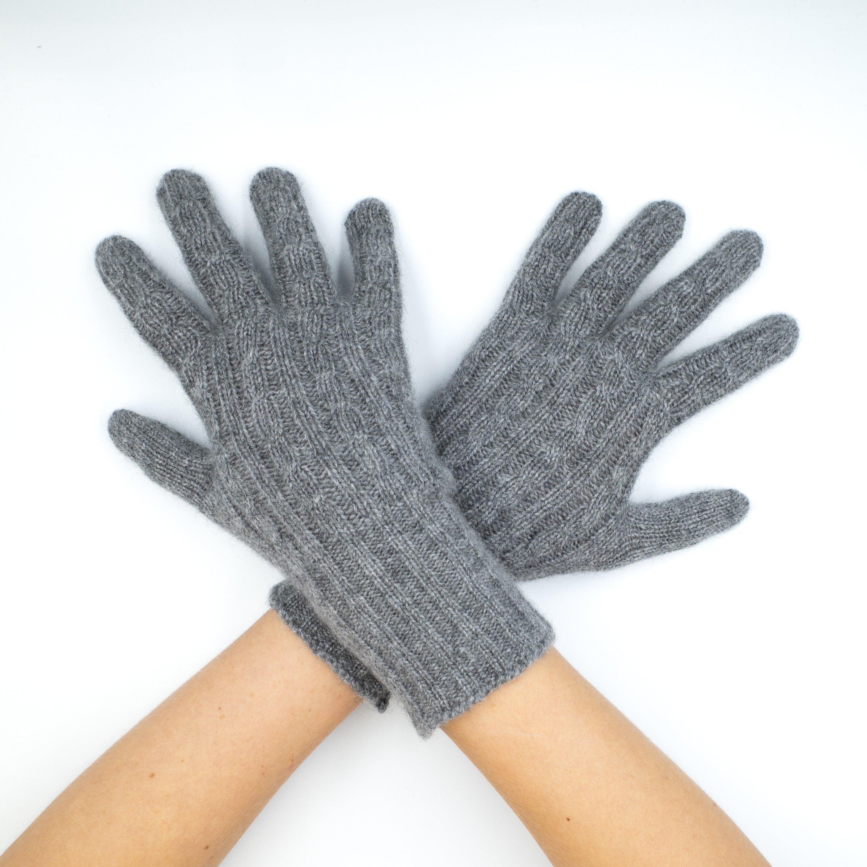New Scottish Ash Cable Fronted Cashmere Gloves