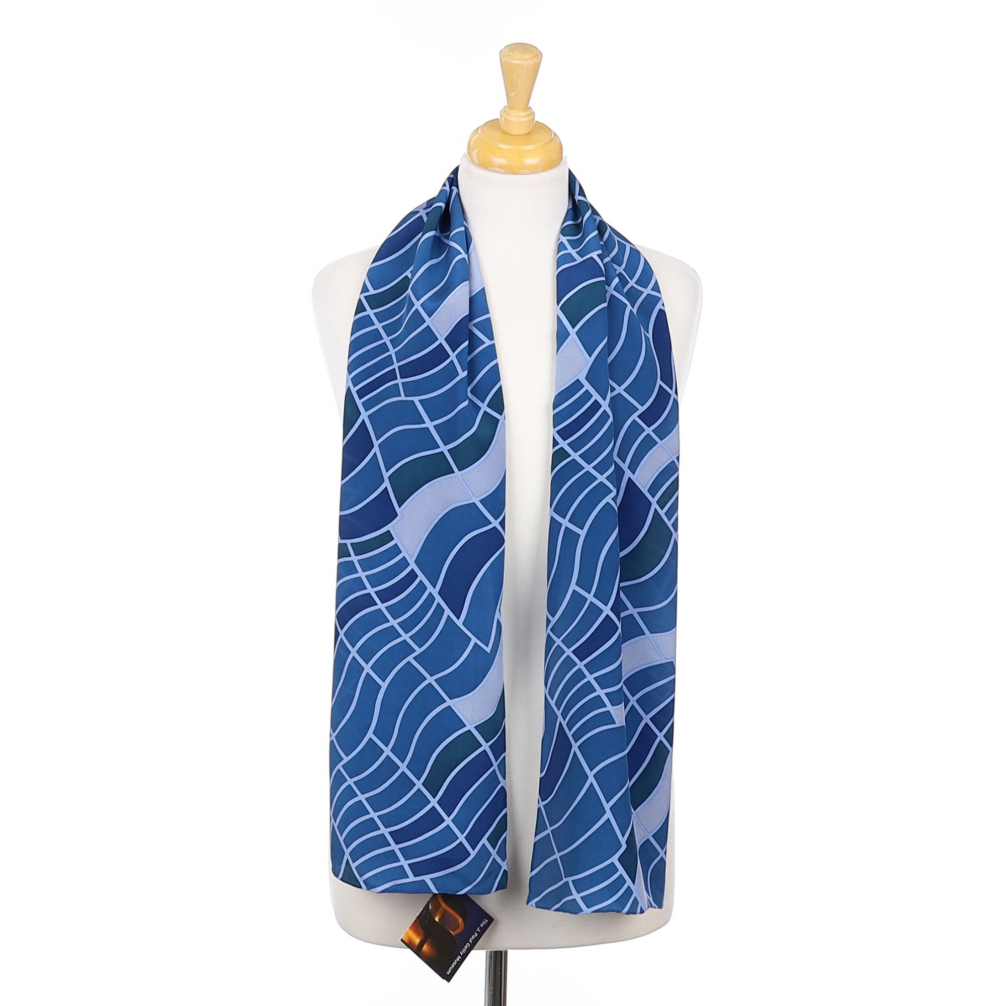 Brand New Paul Getty Blue Abstract Silk Scarf