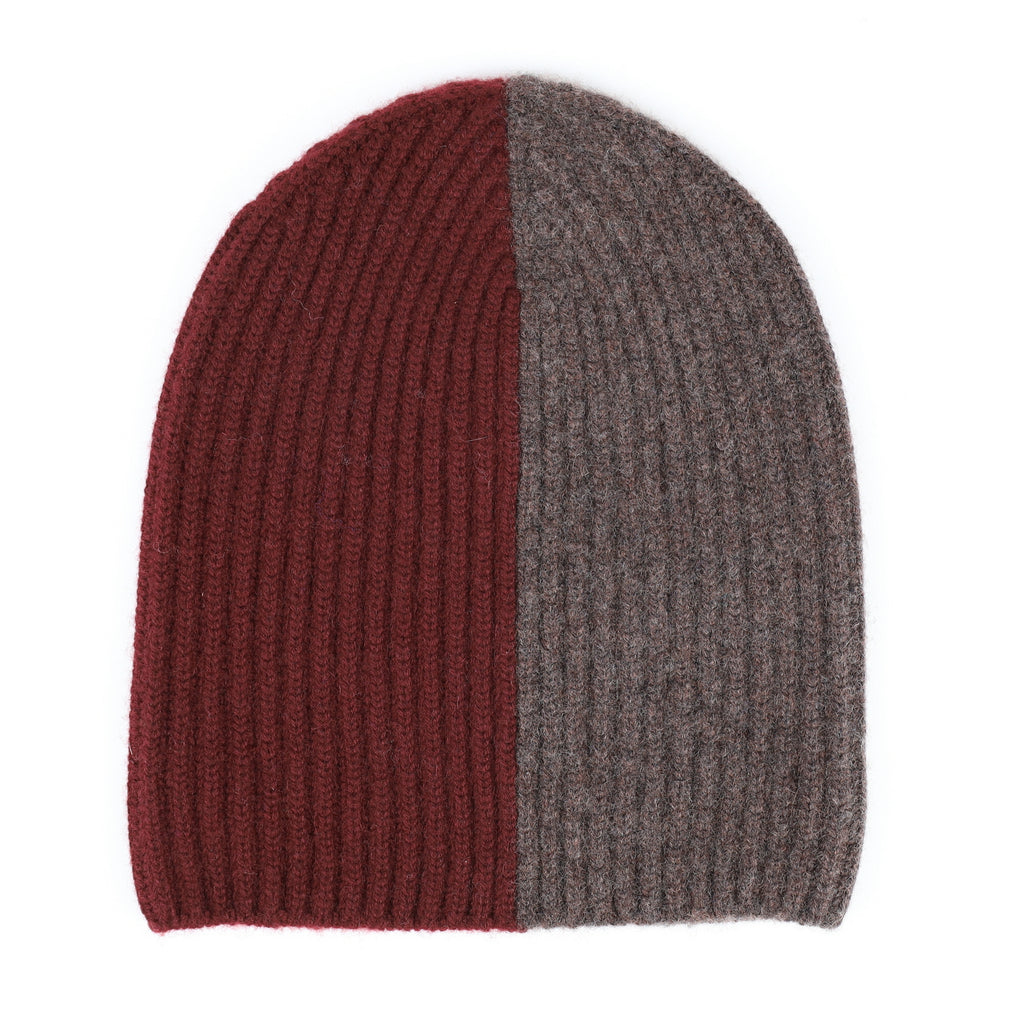 Begg & Co Scottish Burgundy and Mole Luxury Chunky Cashmere Beanie Hat