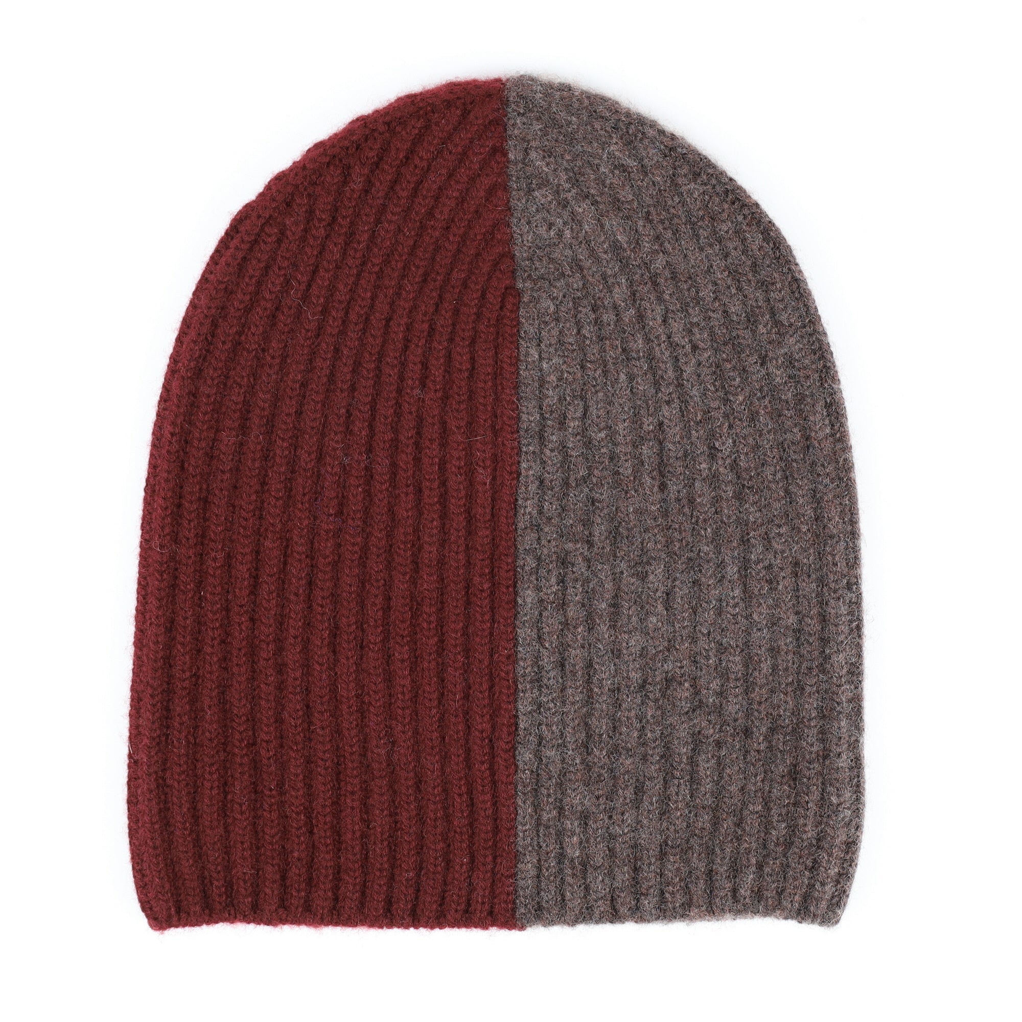 Scottish Burgundy and Mole Luxury Chunky Cashmere Beanie Hat