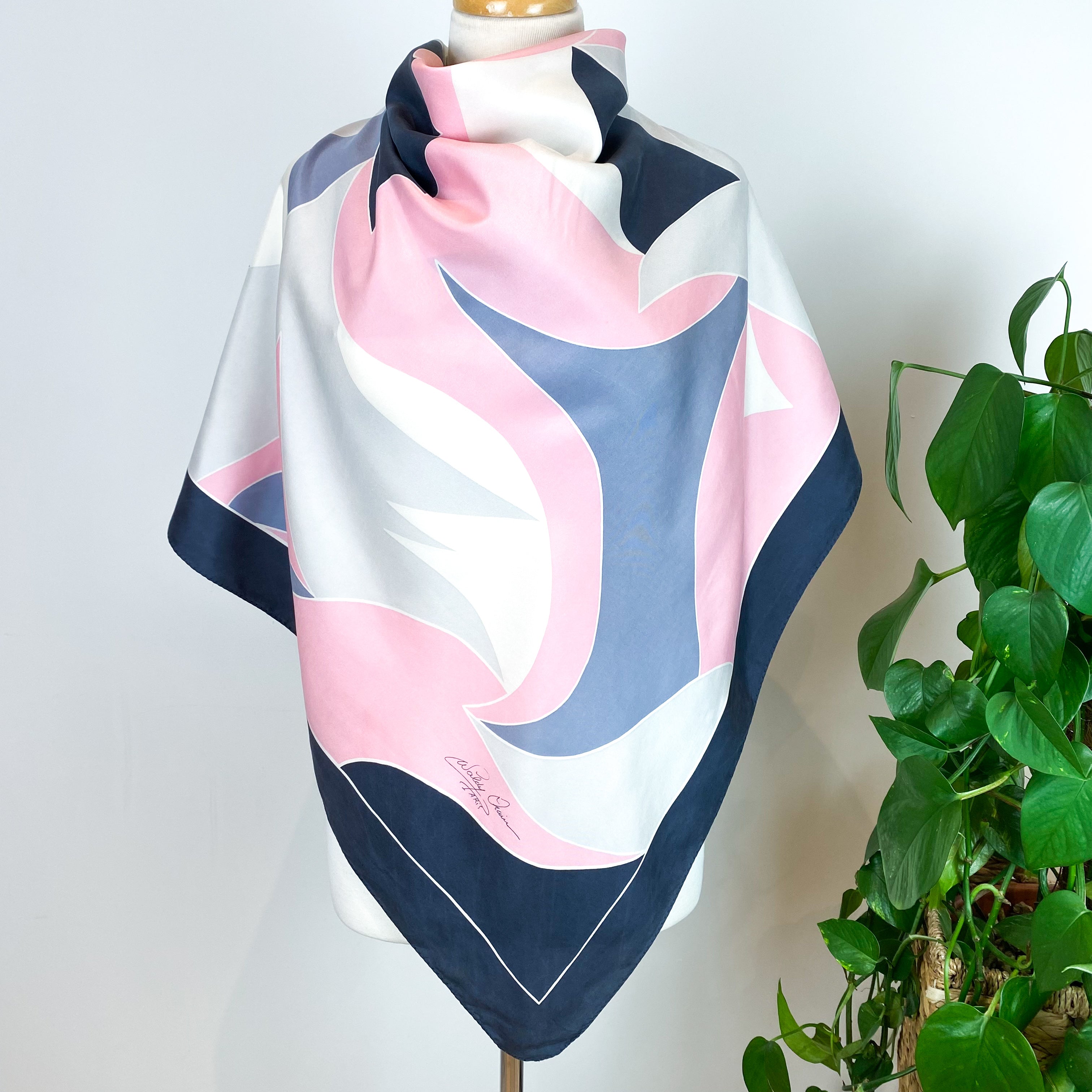 Pink, Greys and Cream Silk Twill Scarf