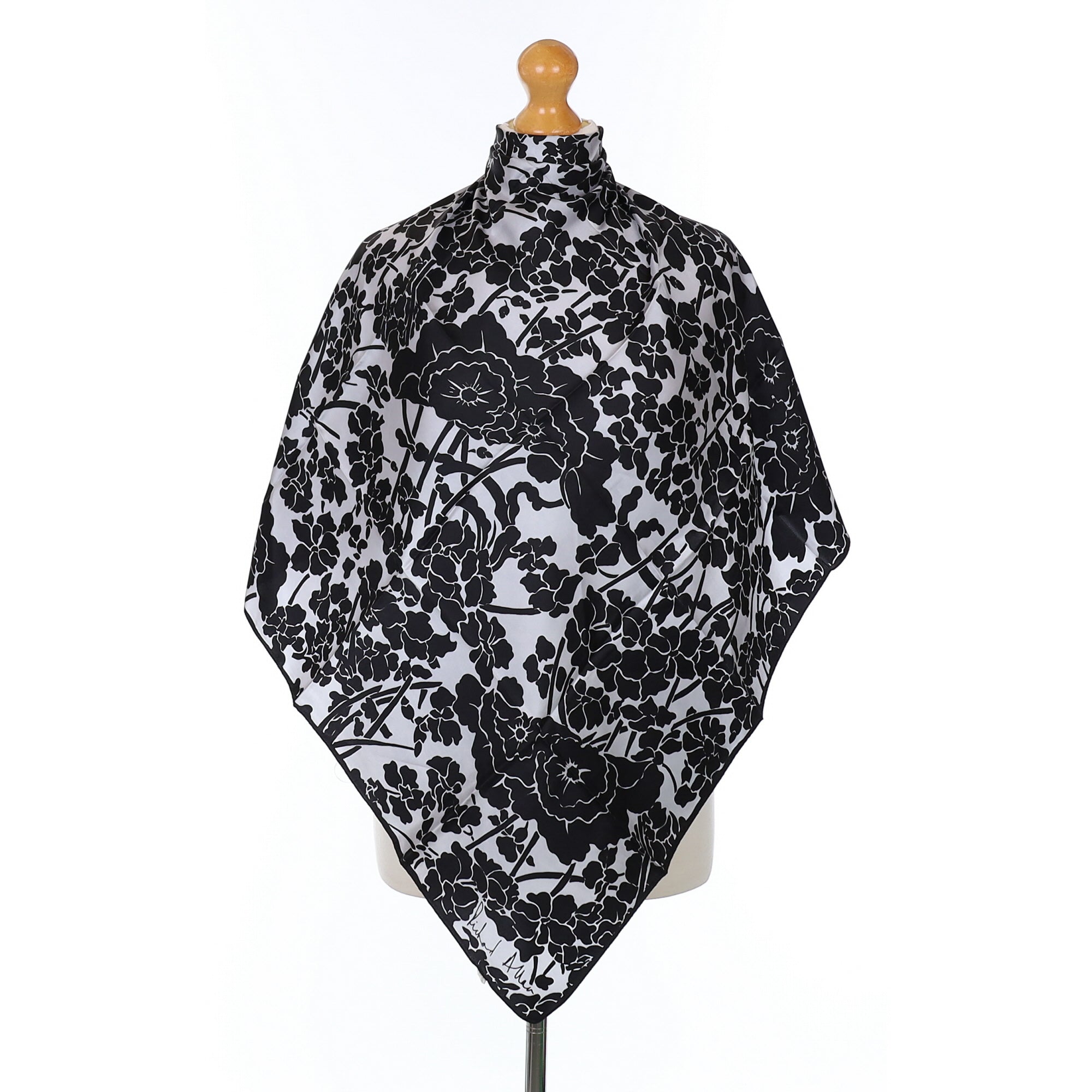 Richard Allan Black Floral Vintage Silk Scarf