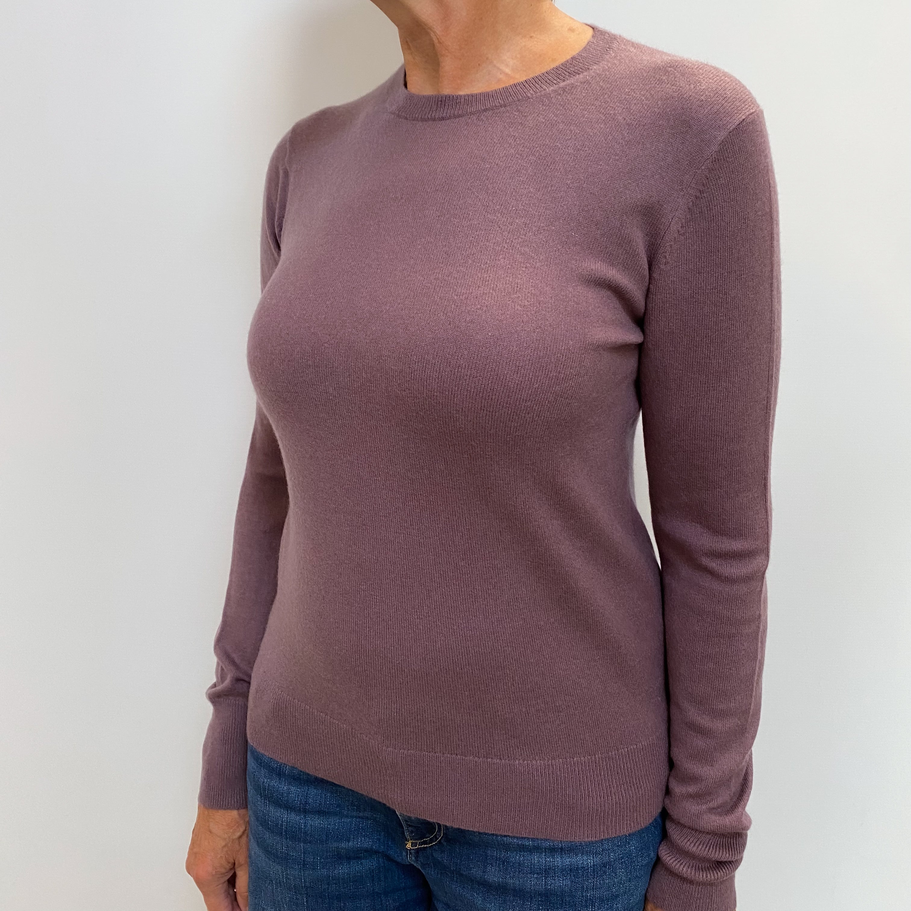 Heather Purple Cashmere Crew Neck Jumper Medium