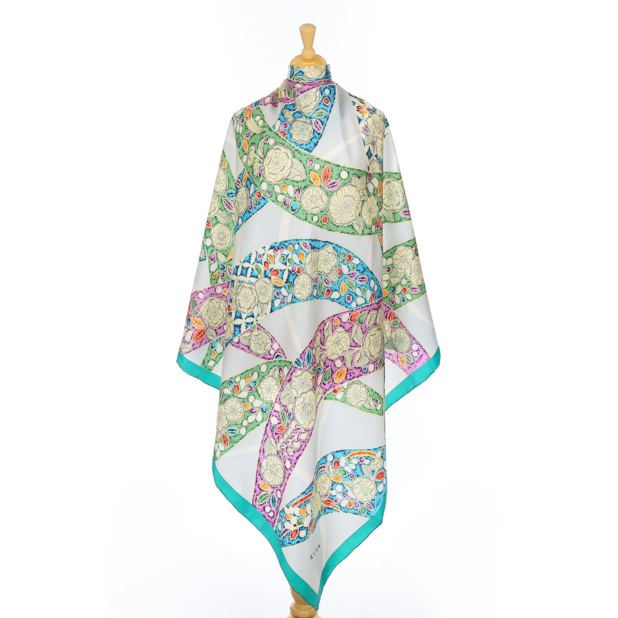 Large Immaculate Colourful Abstract Floral Silk Scarf