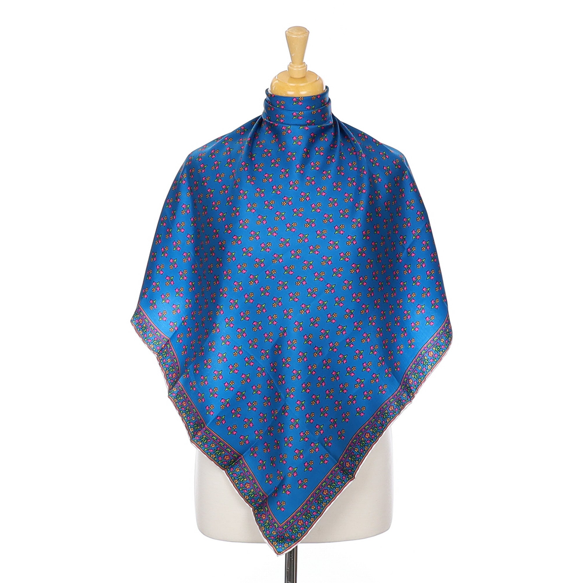 Ditsy Blue Flower Vintage Silk Scarf
