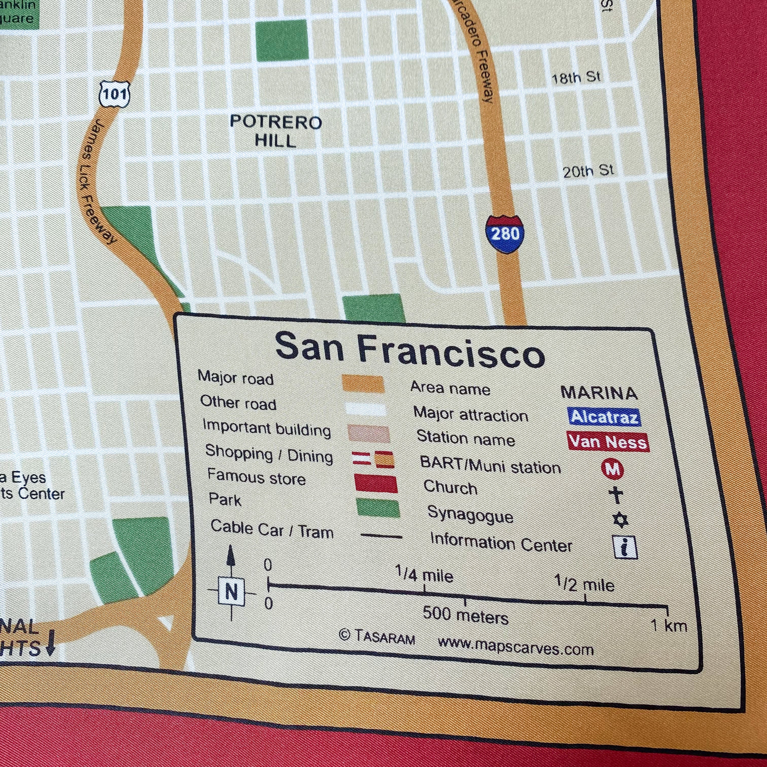 Brand New San Francisco Map Silk Scarf
