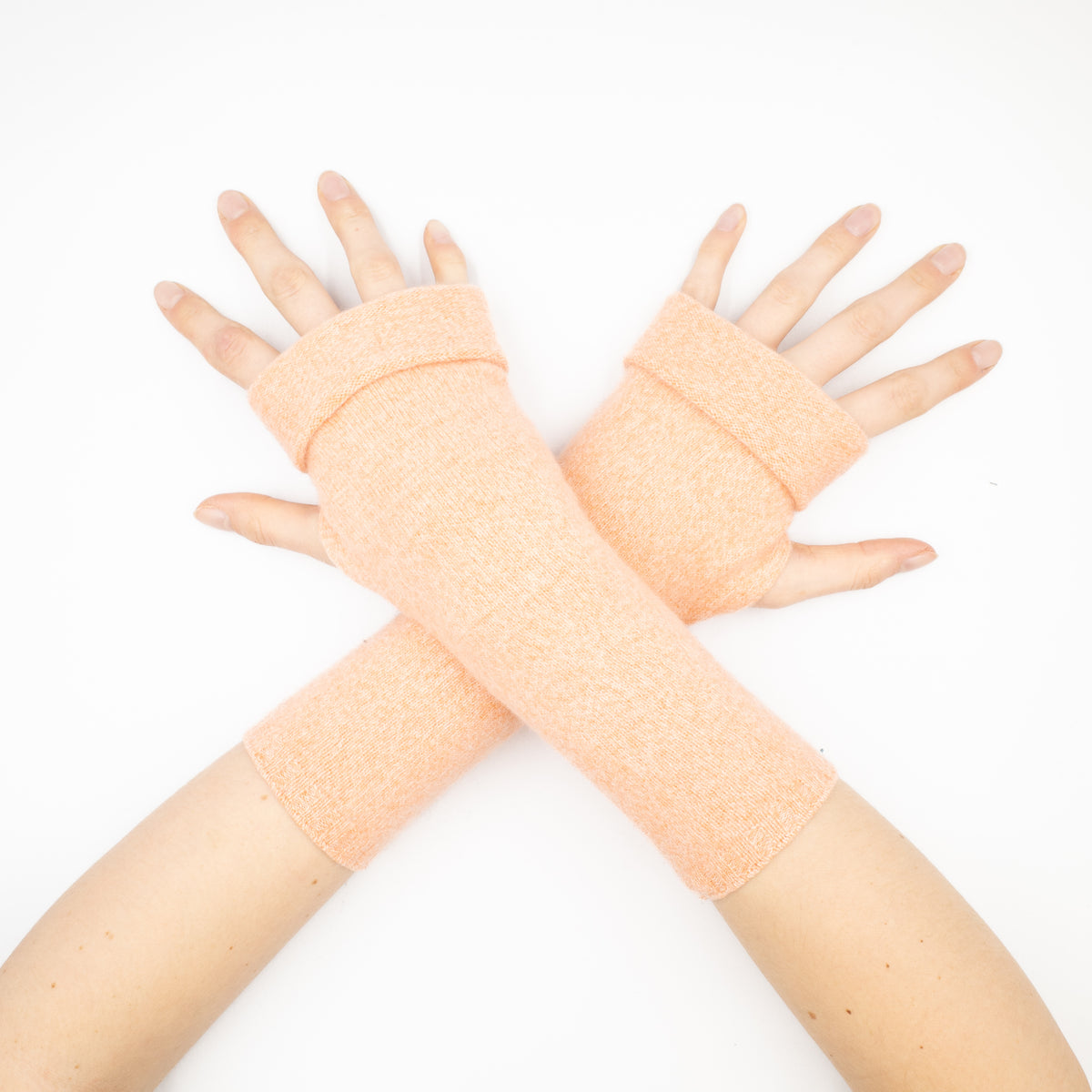 Light Peach Marl Fingerless Gloves