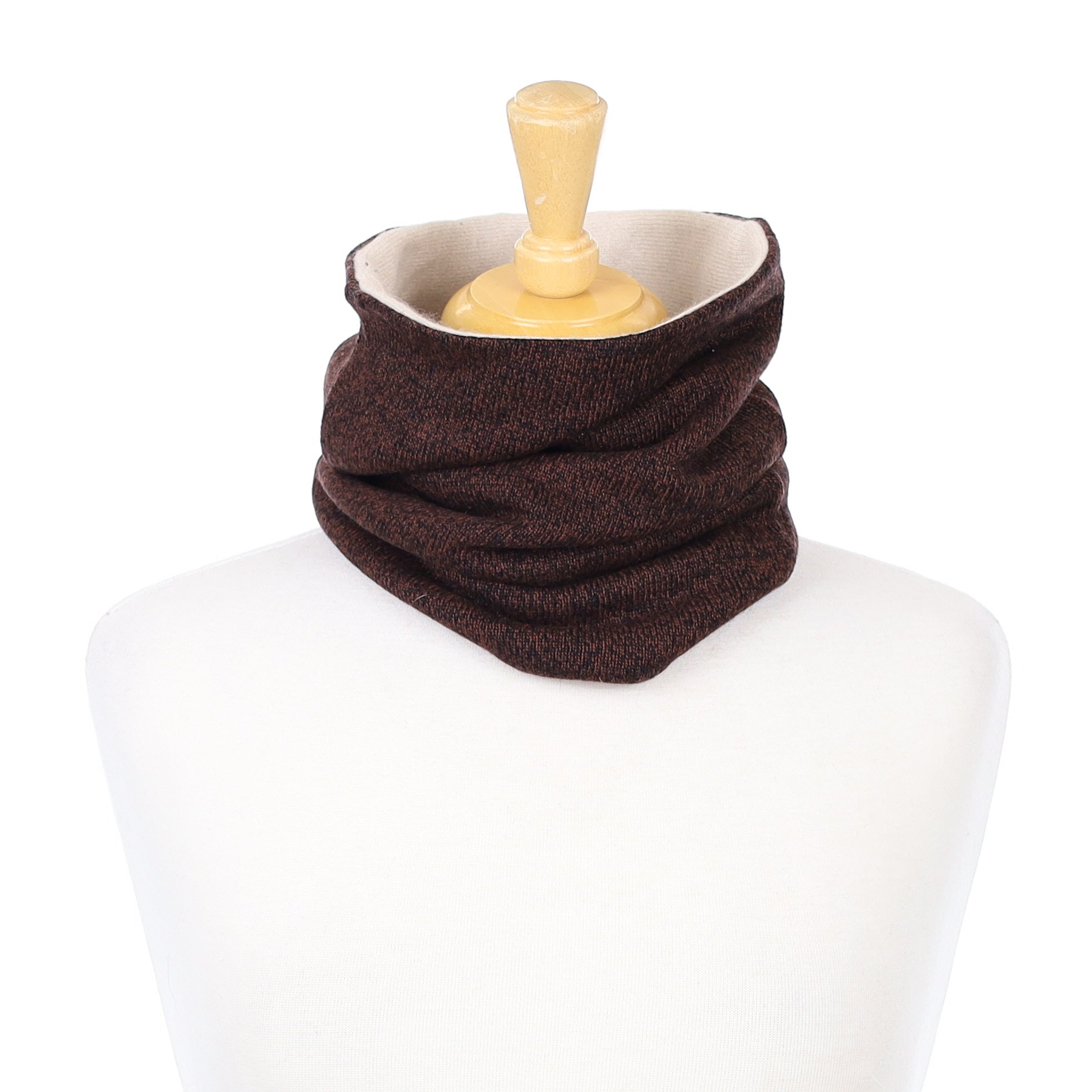 Dark Brown Marl and Oatmeal Luxury Double Layered Snood