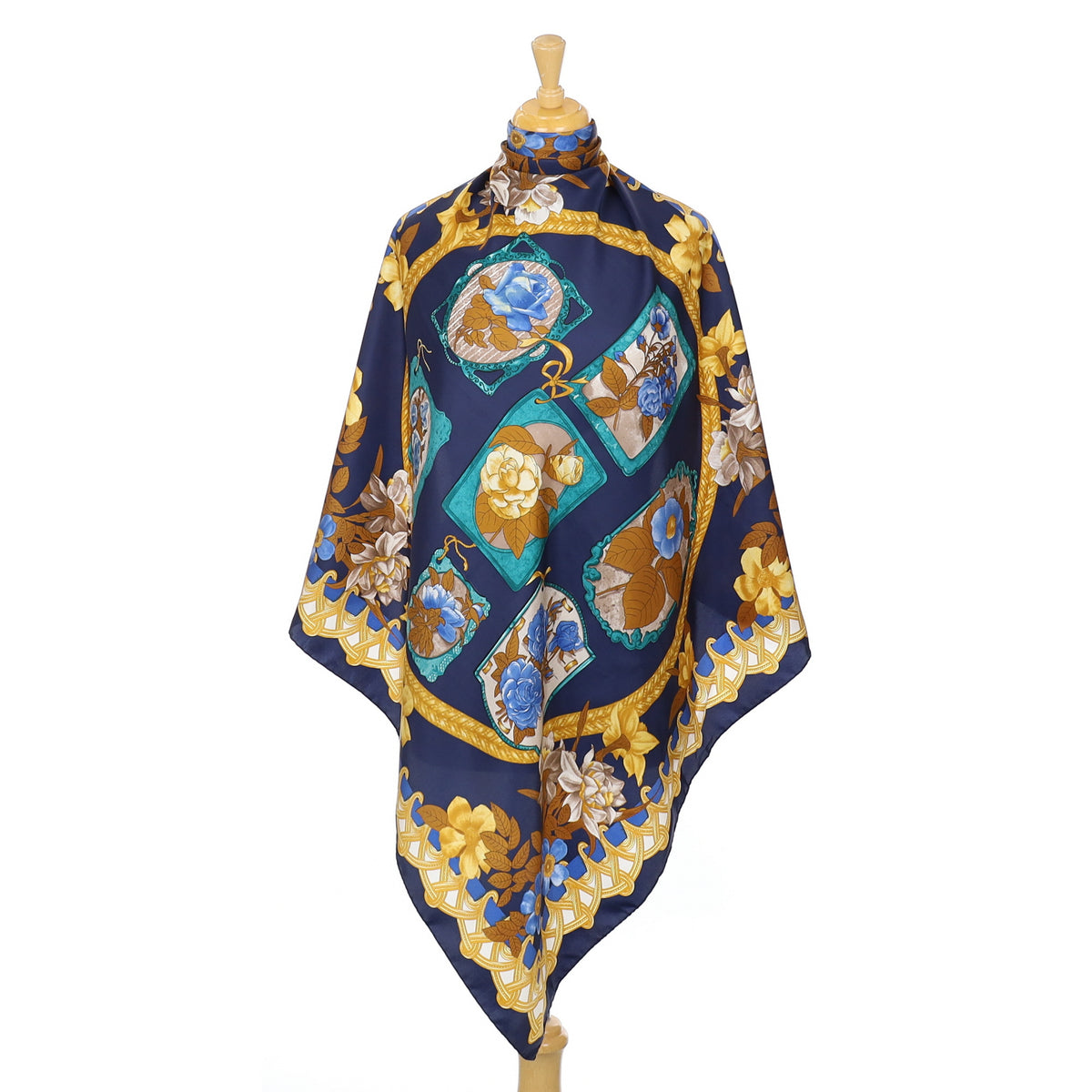 Tie Rack Blue Patterned Vintage Silk Scarf
