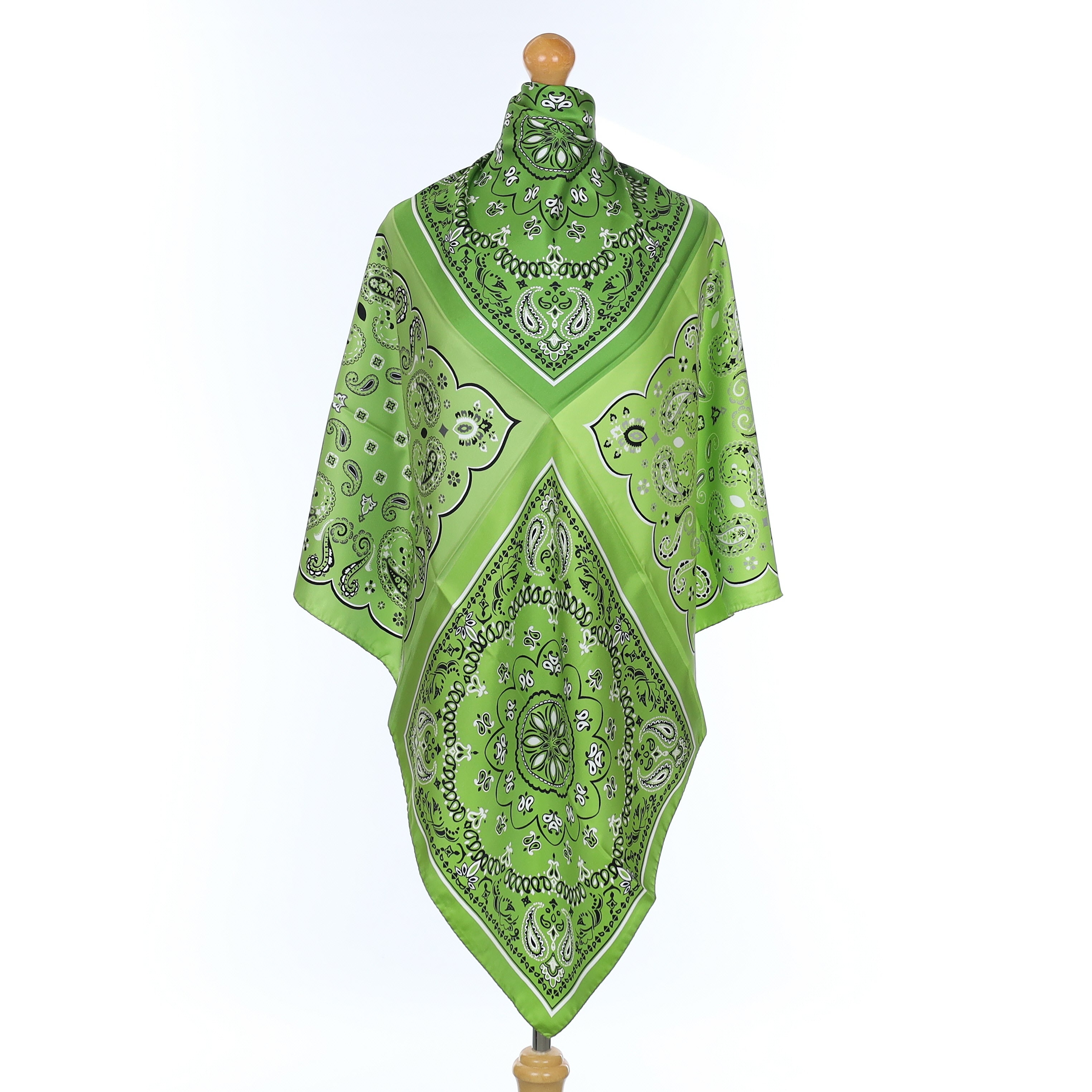 Brand New Italian Lime Green Bandana Style Silk Scarf