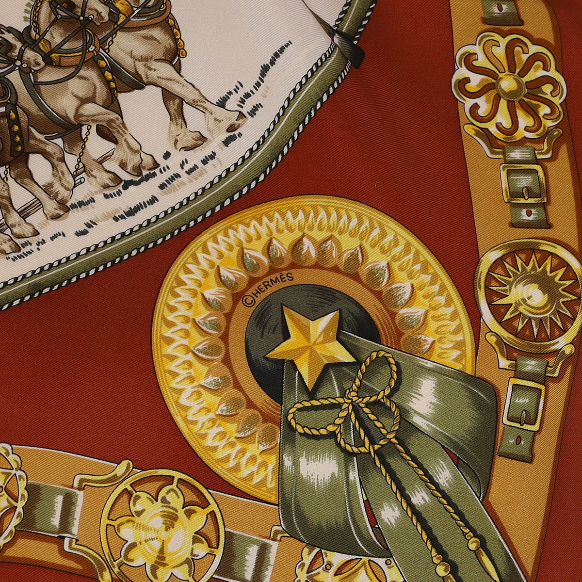 Hermès Chevaux De Trait Silk Scarf