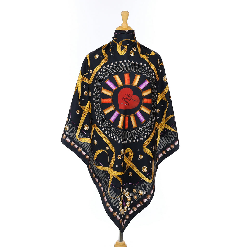 Immaculate Moschino Sewing Theme Silk Scarf