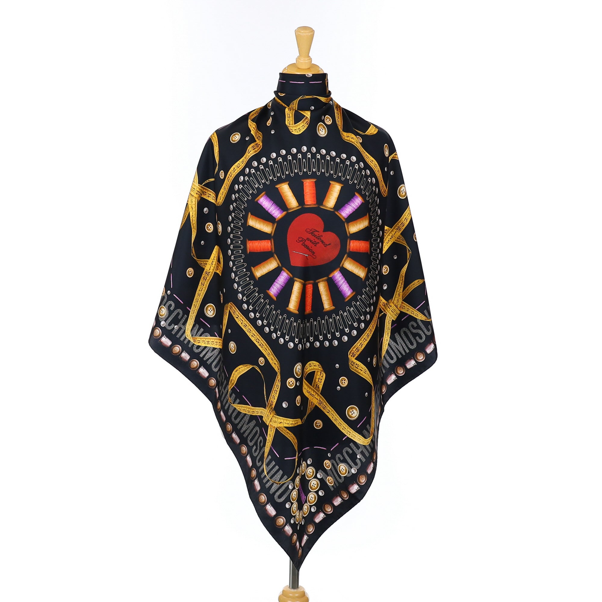 Immaculate Moschino Sewing Theme Silk Scarf