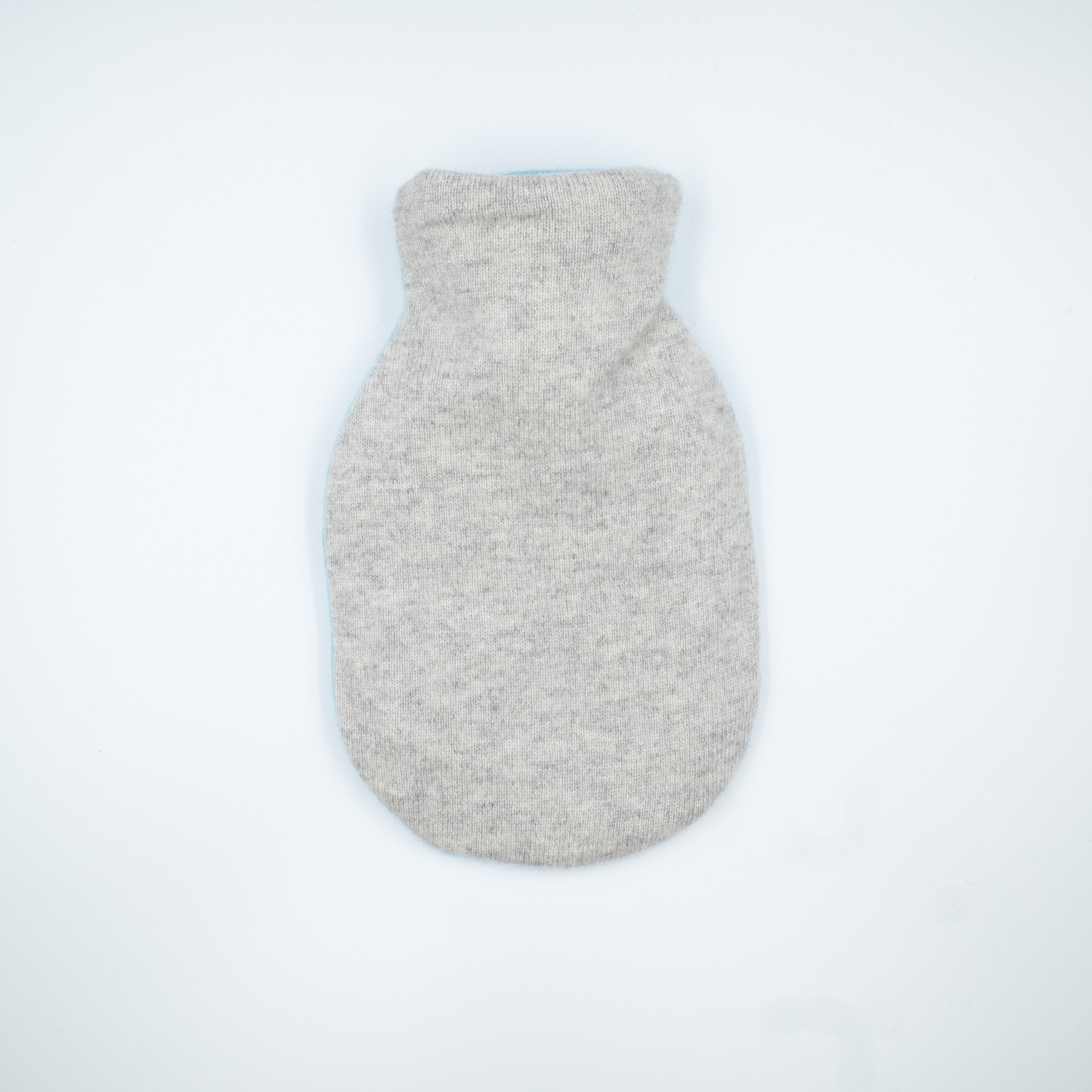 Turquoise Blue and Smoke Grey Cashmere Small Hot Water Bottle