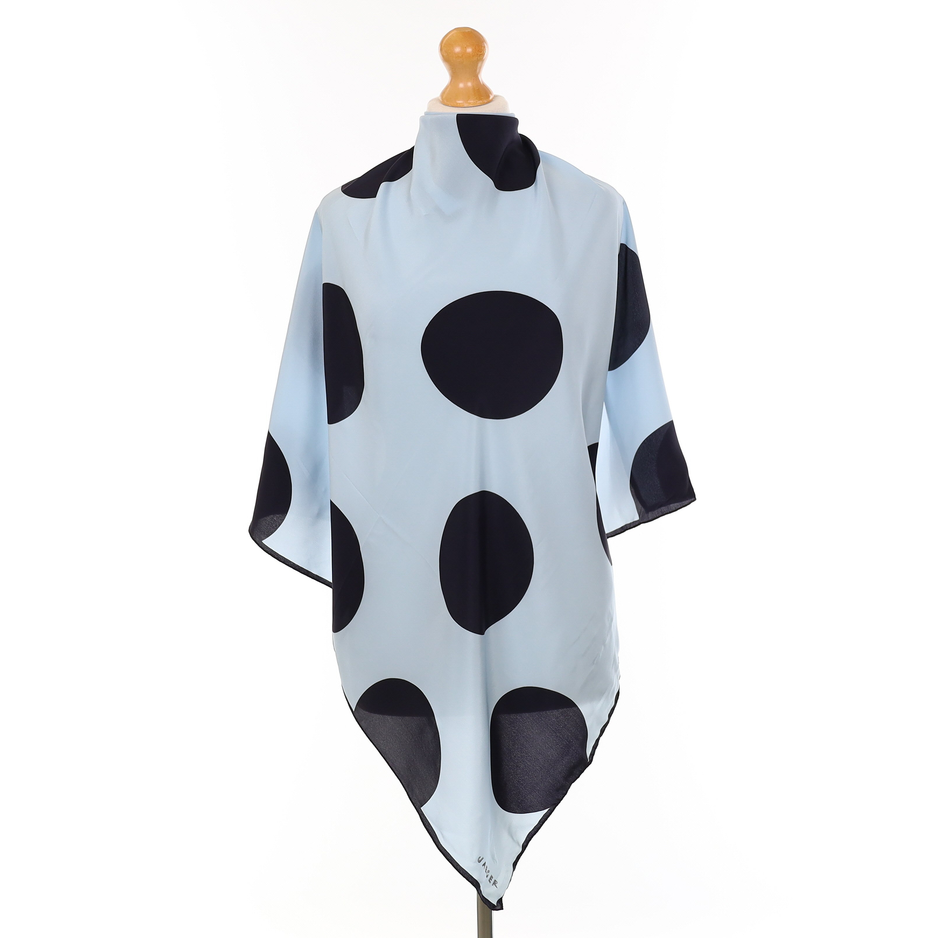 Jaeger Duck Egg and Black Spotted Silk Scarf