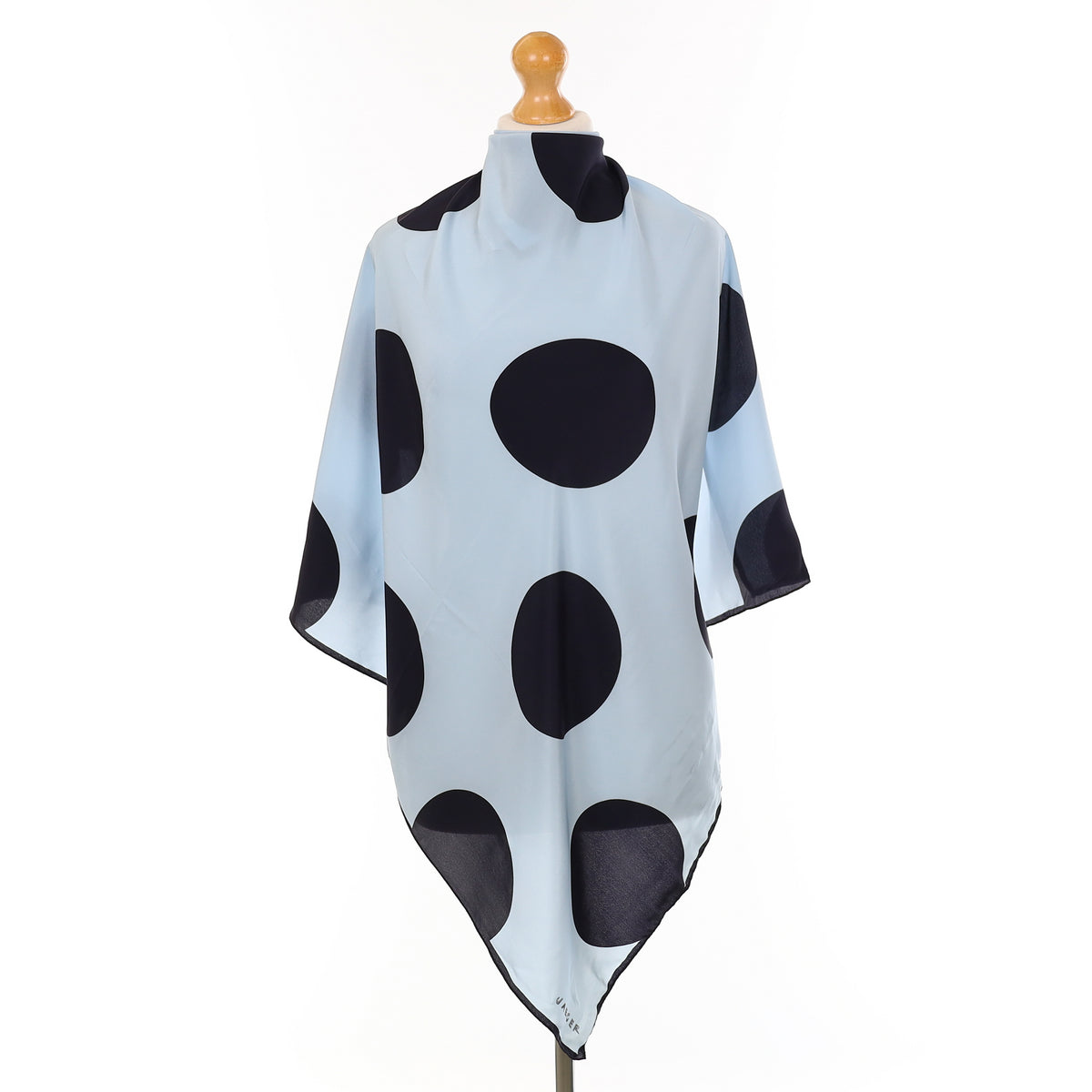 Jaeger Duck Egg and Black Spotted Silk Scarf