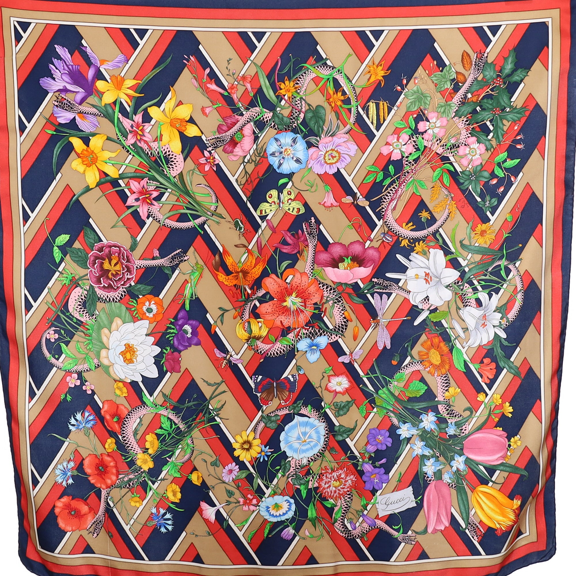 Gucci Multicoloured Abstract Silk Scarf