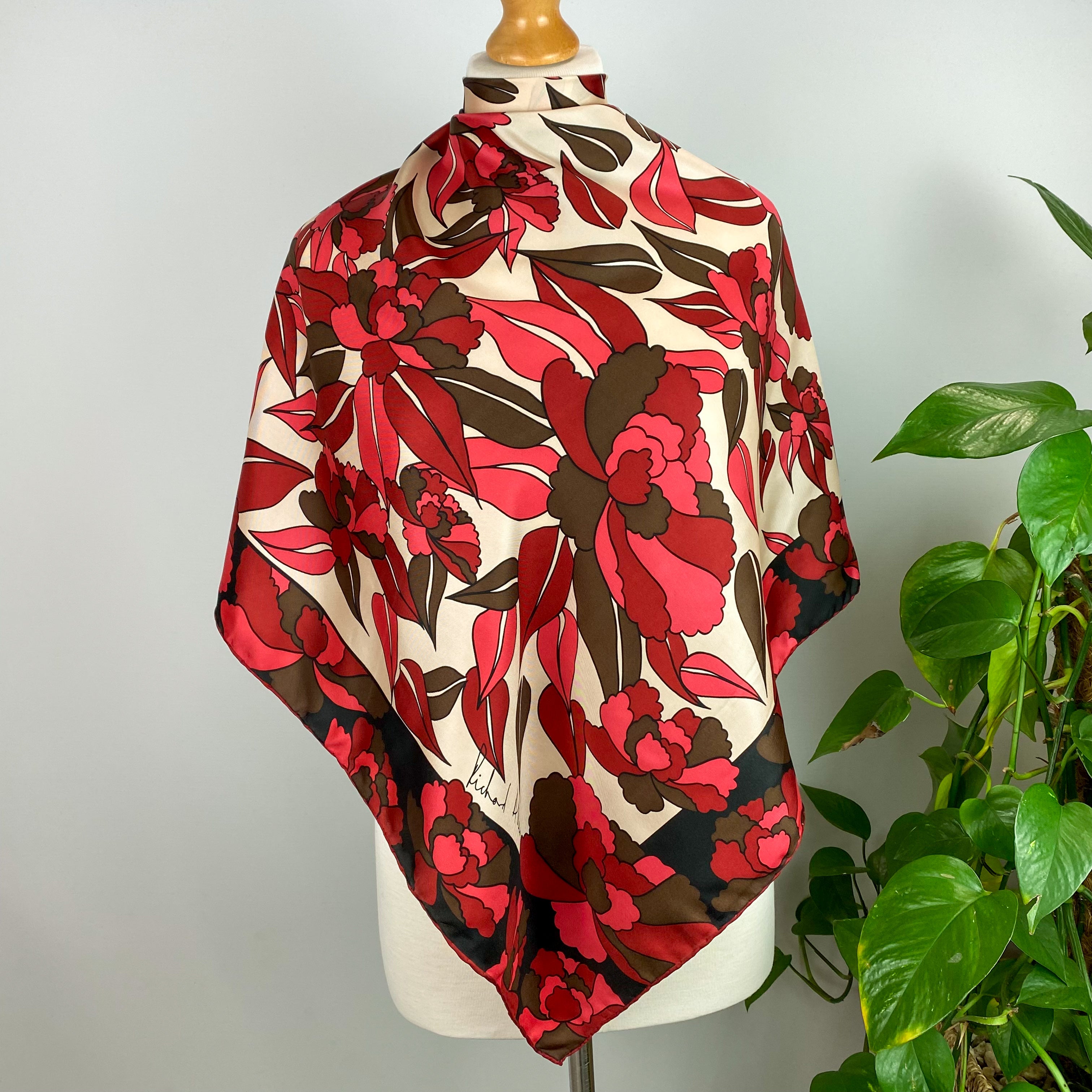 1970’s Richard Allan Botanical Silk Scarf