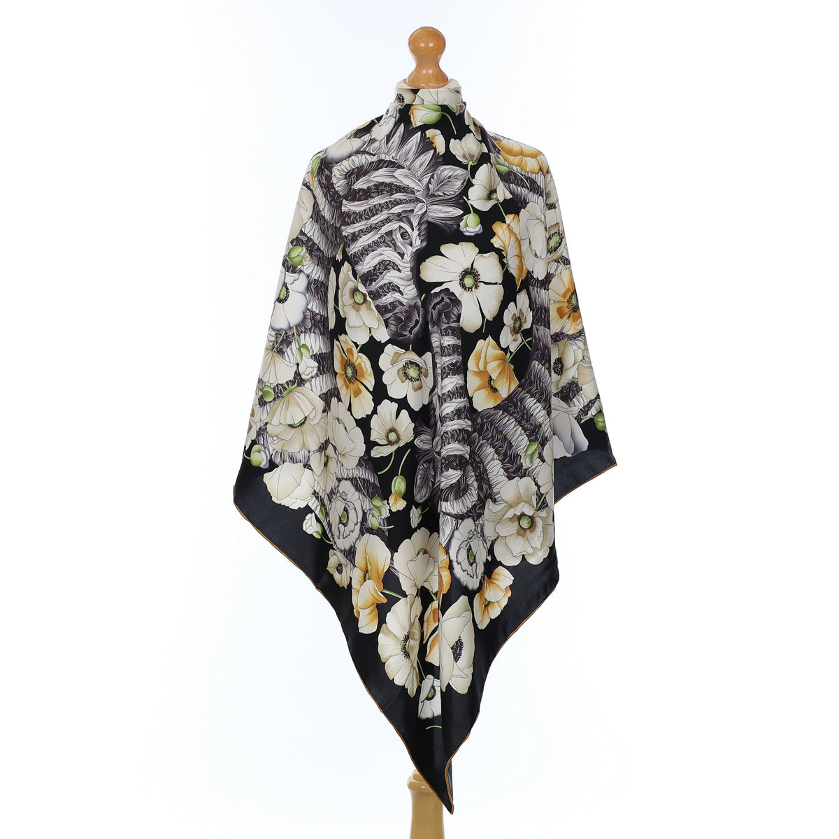 Brand New Floral Zebras Woven Silk Scarf