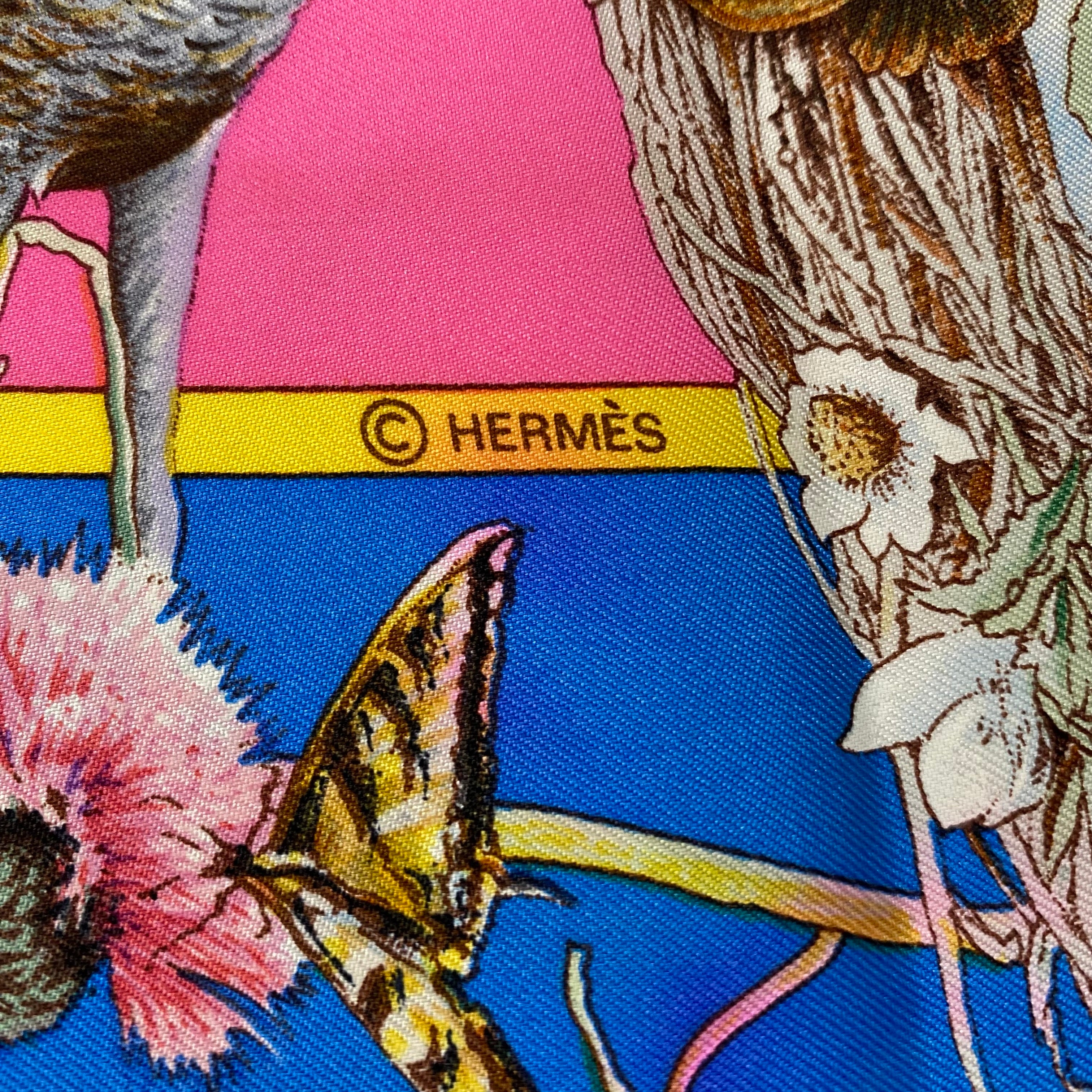 Boxed Hermès Faune et Flore du Texas Silk Scarf Grail