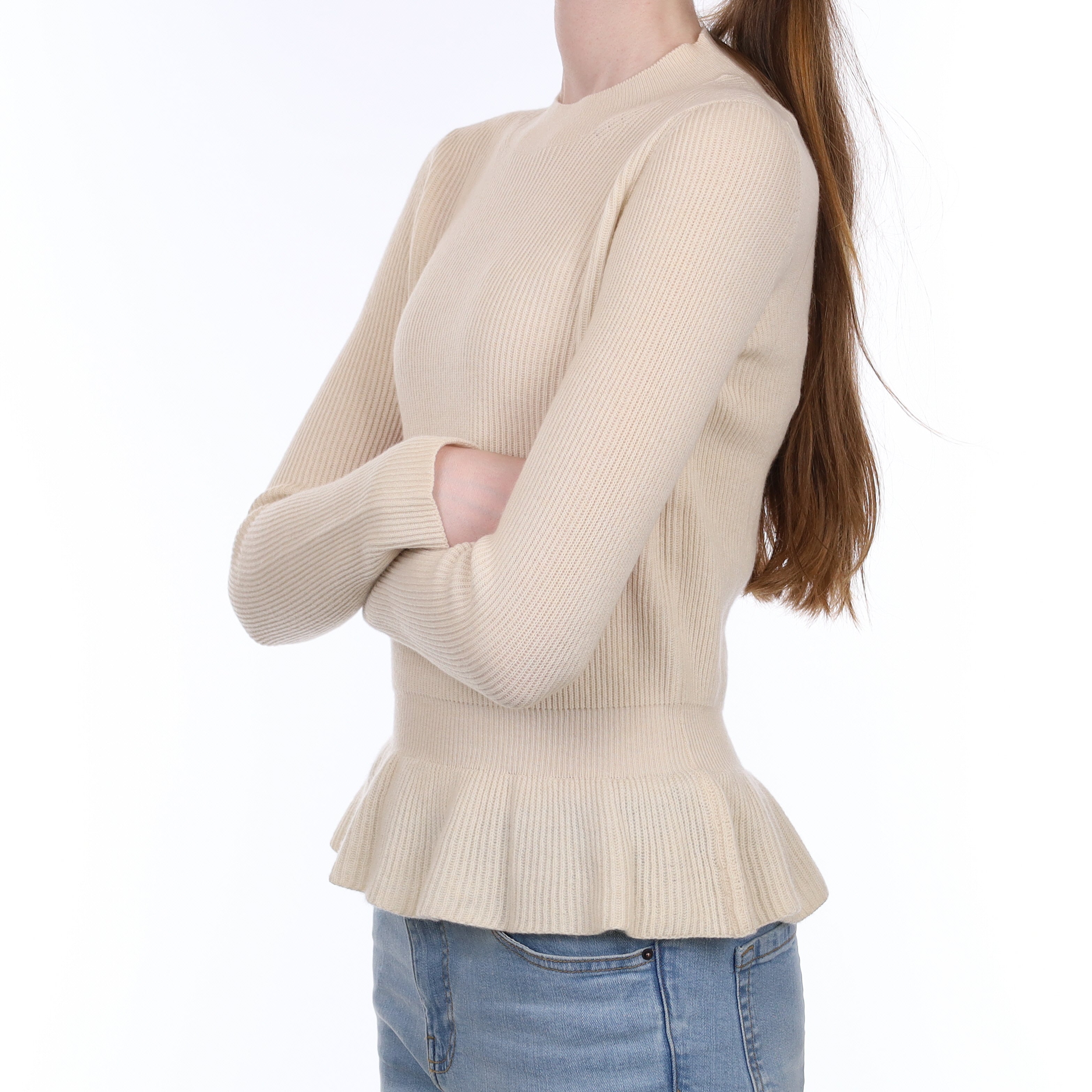 Brand New Scottish Vanilla Cream Cashmere Turtle Neck Jumper Extra Small