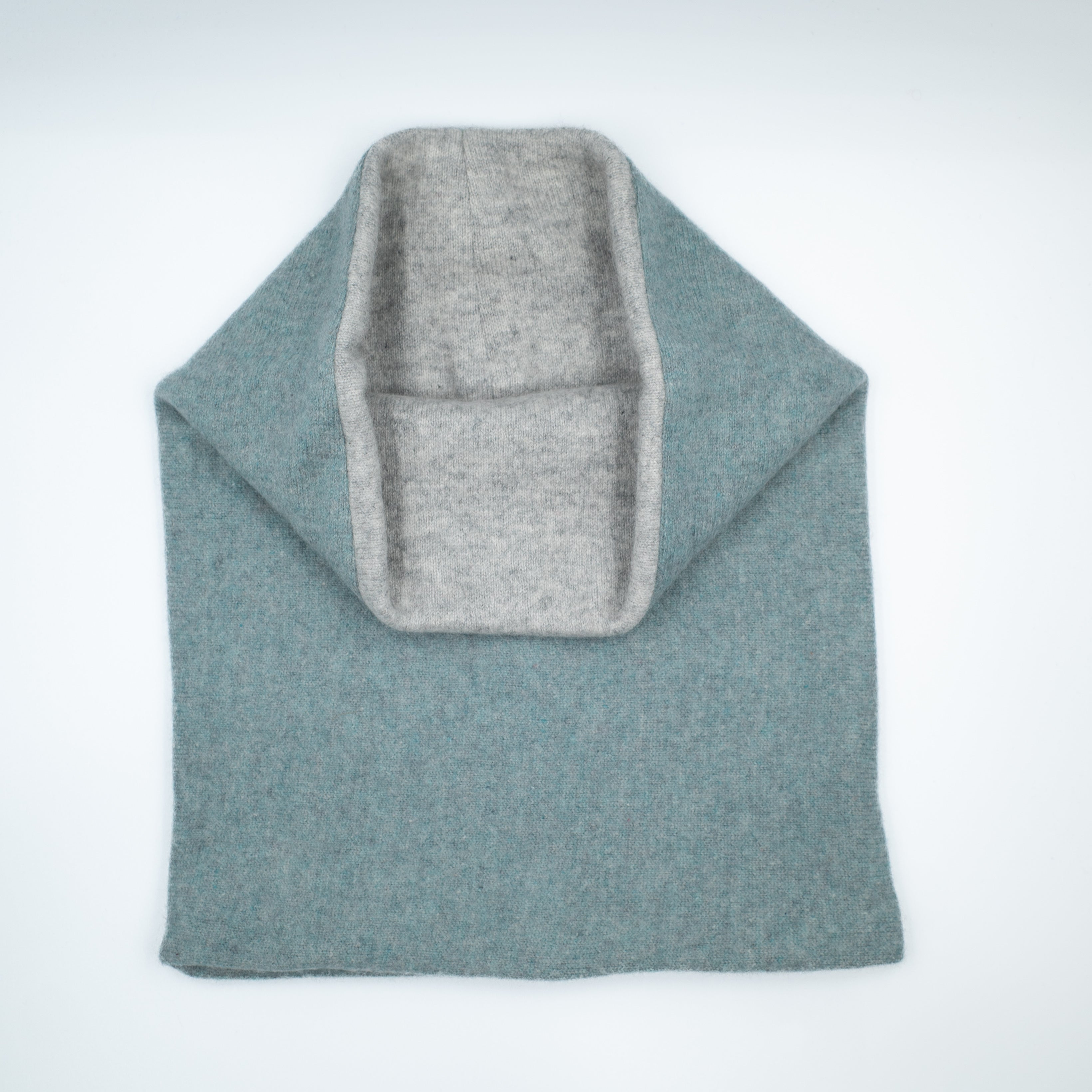 Duck Egg Blue and Grey Luxury Double Layered Snood