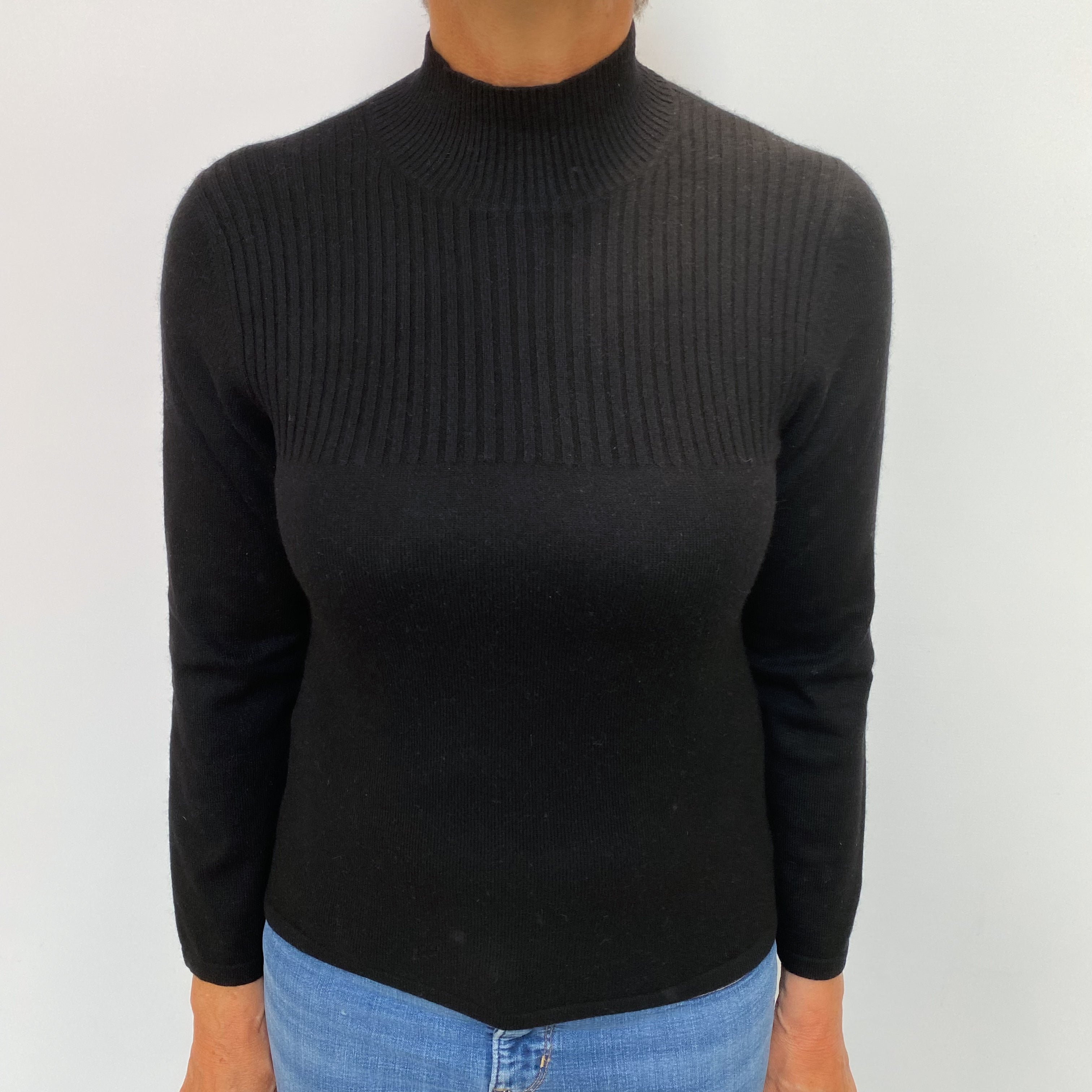 Black Cashmere Polo Neck Jumper Medium