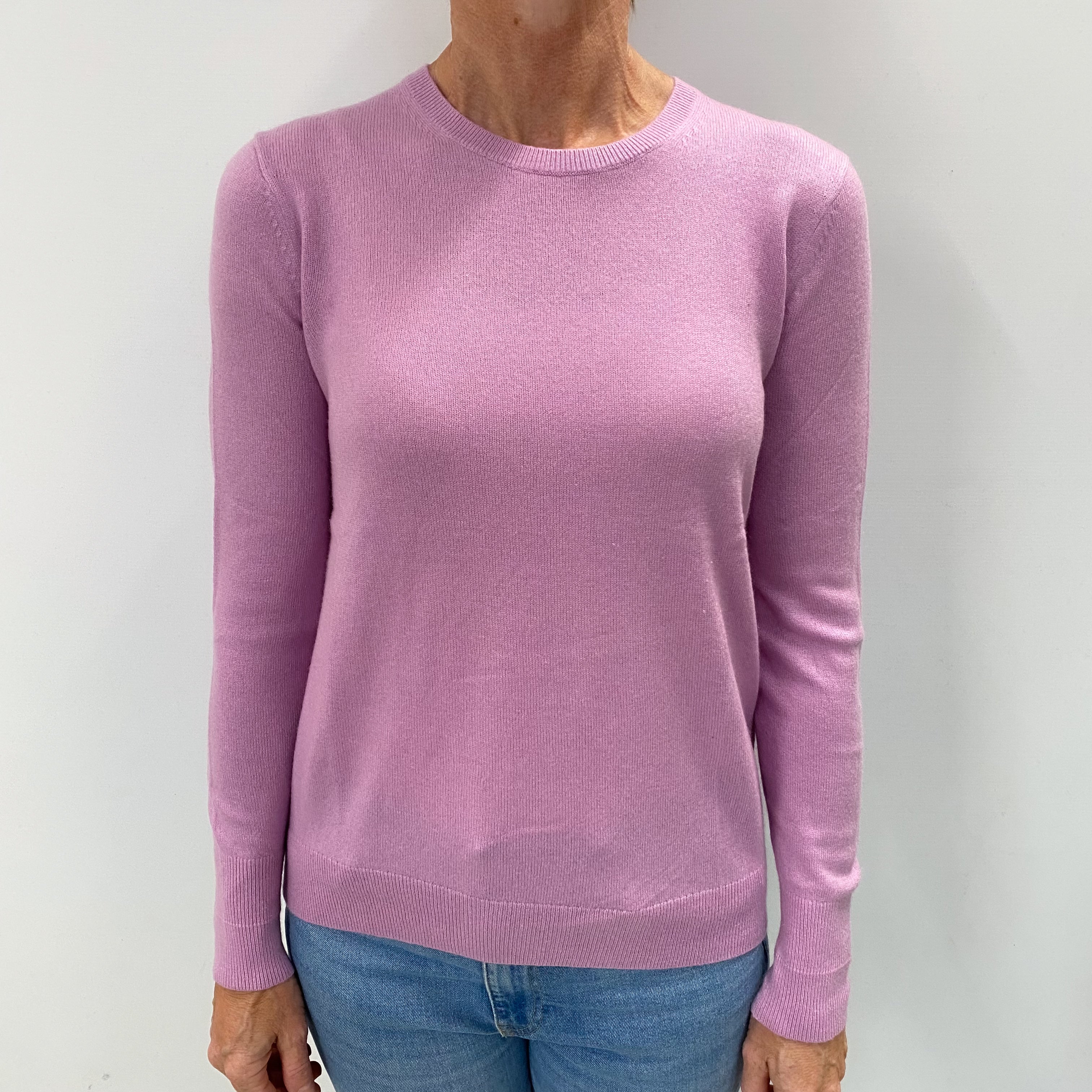 Mauve Pink Cashmere Crew Neck Jumper Small