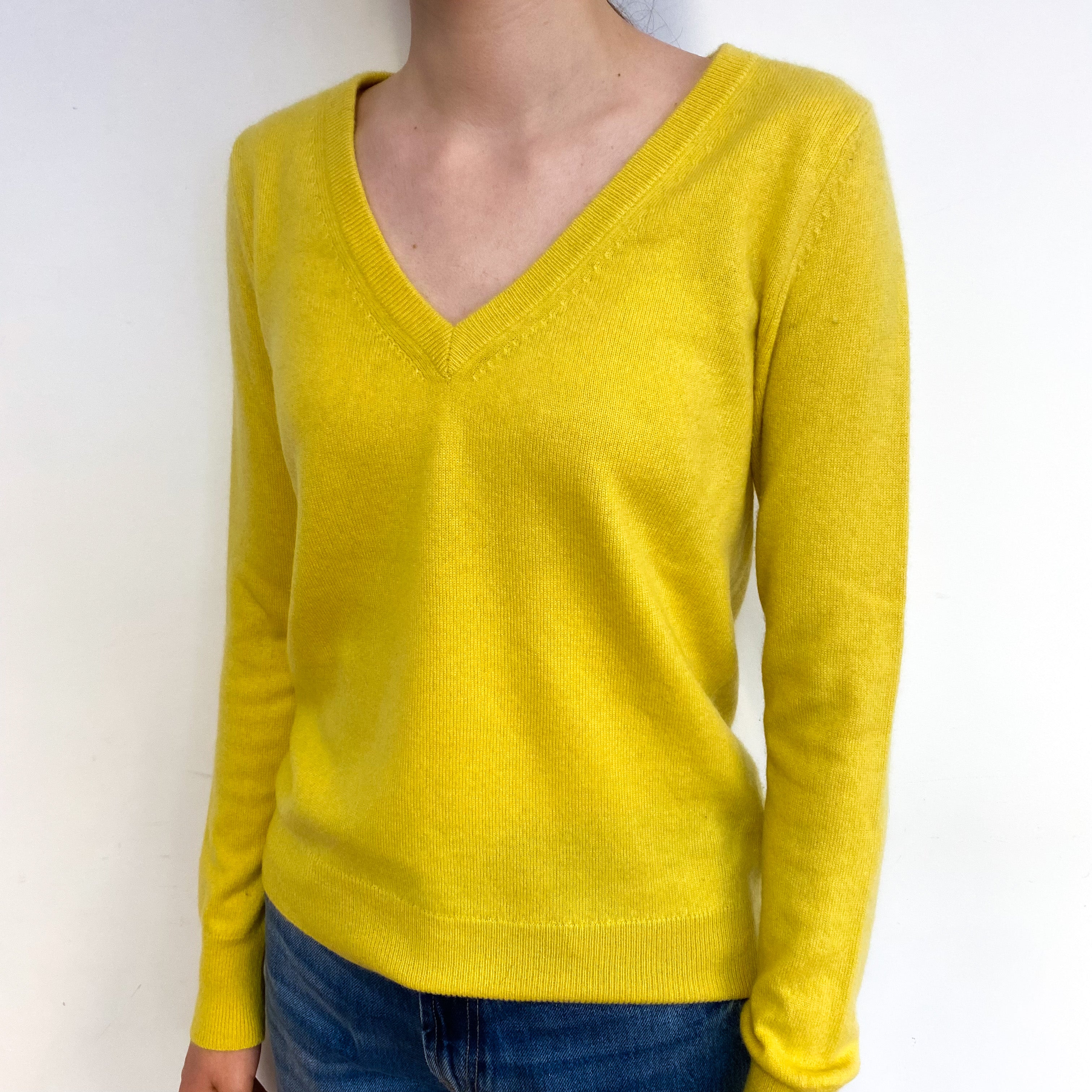 Sunflower Yellow Cashmere V-Neck Jumper Extra Small