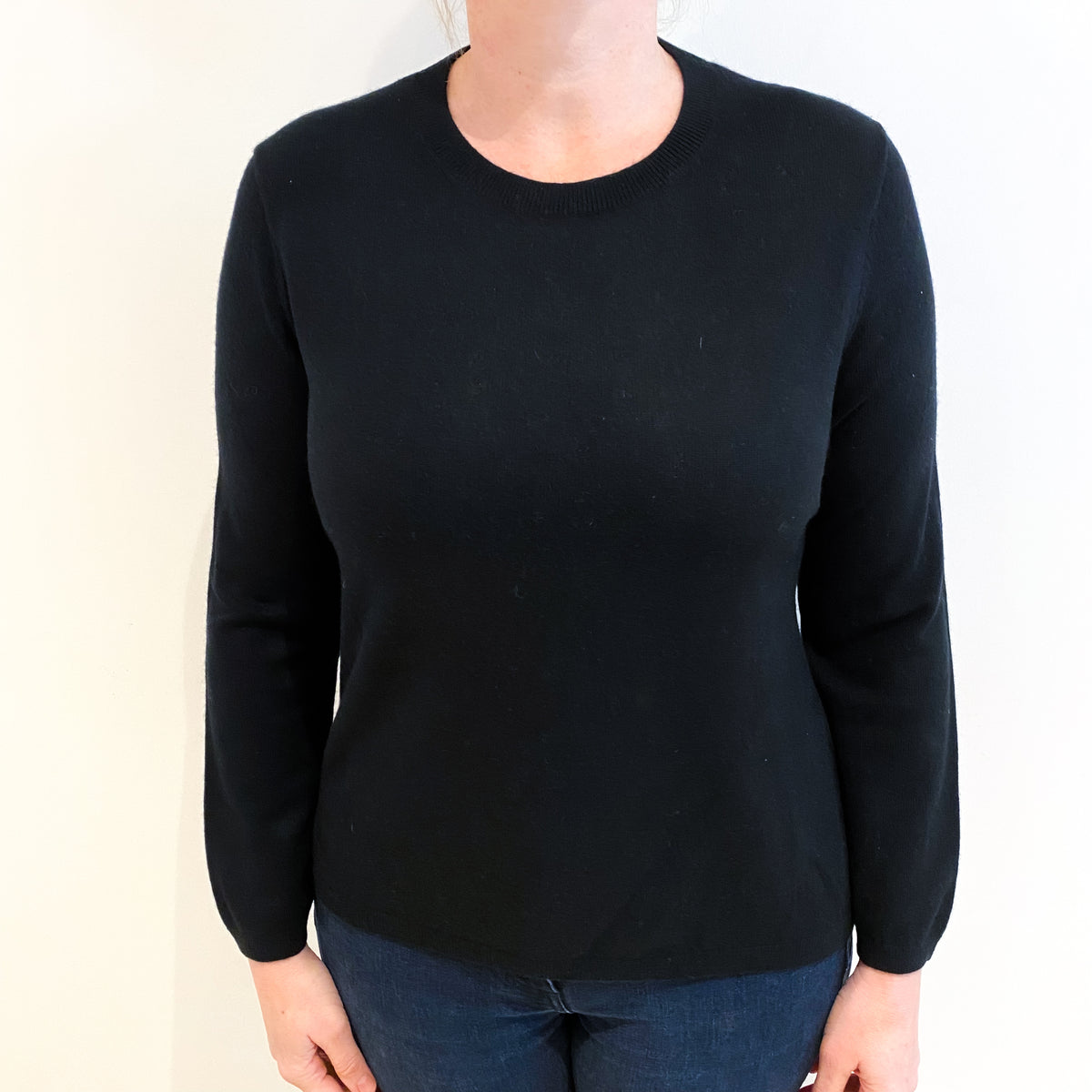 Black Cashmere Crew Neck Jumper Large