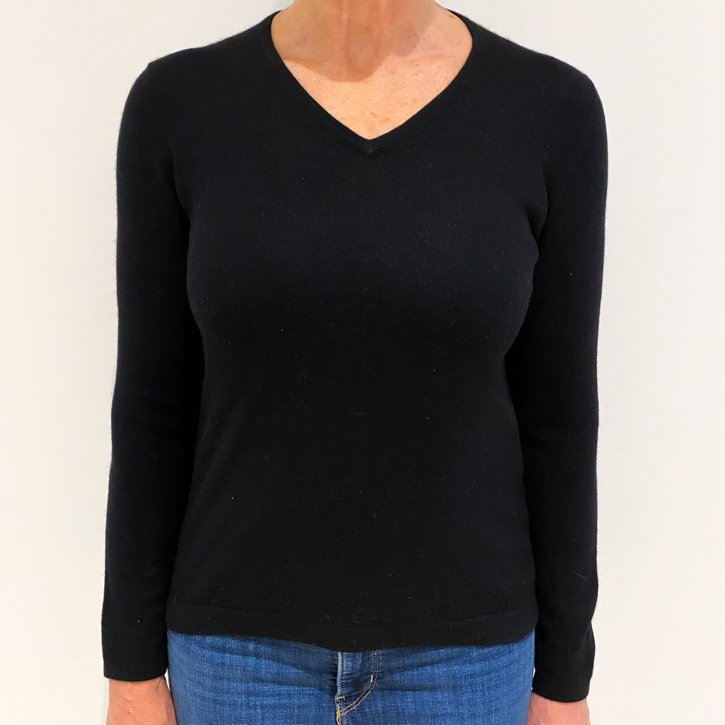 Black Cashmere V Neck Jumper Medium