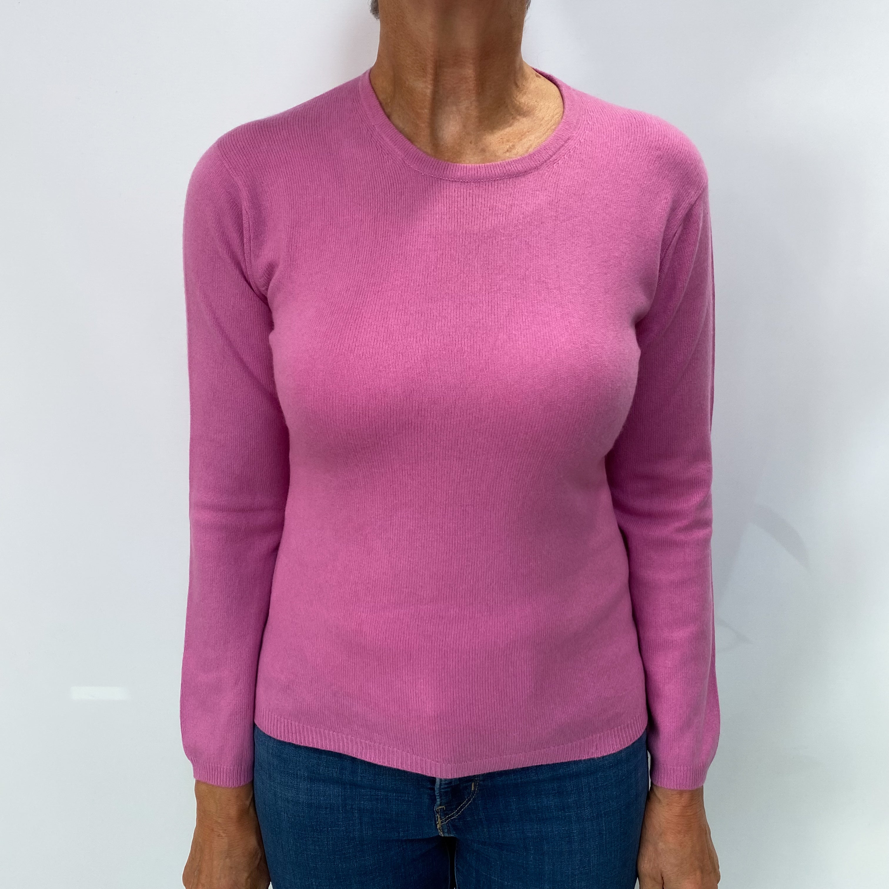 Foxglove Pink Cashmere Crew Neck Jumper Medium