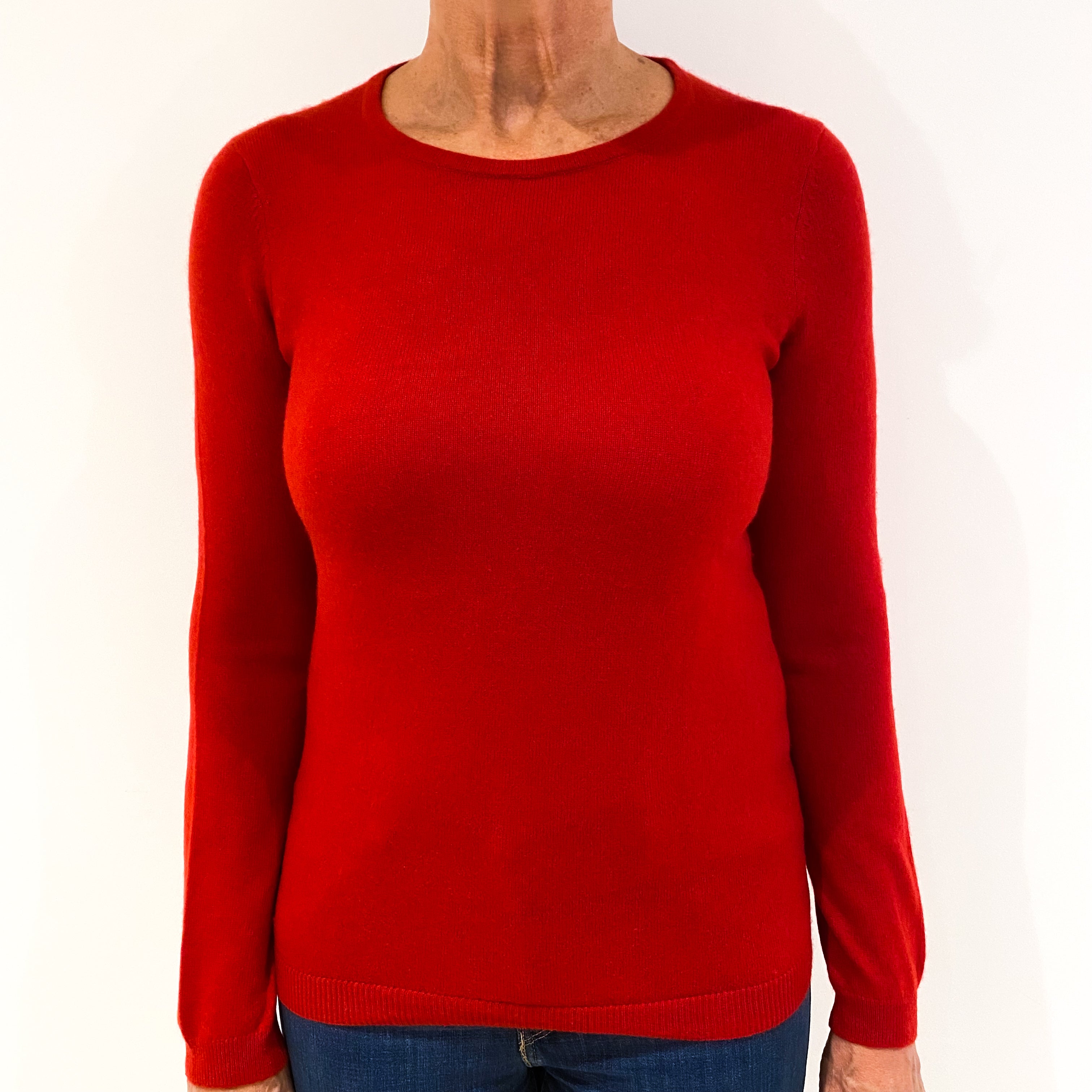 Scarlet Red Cashmere Crew Neck Jumper Medium