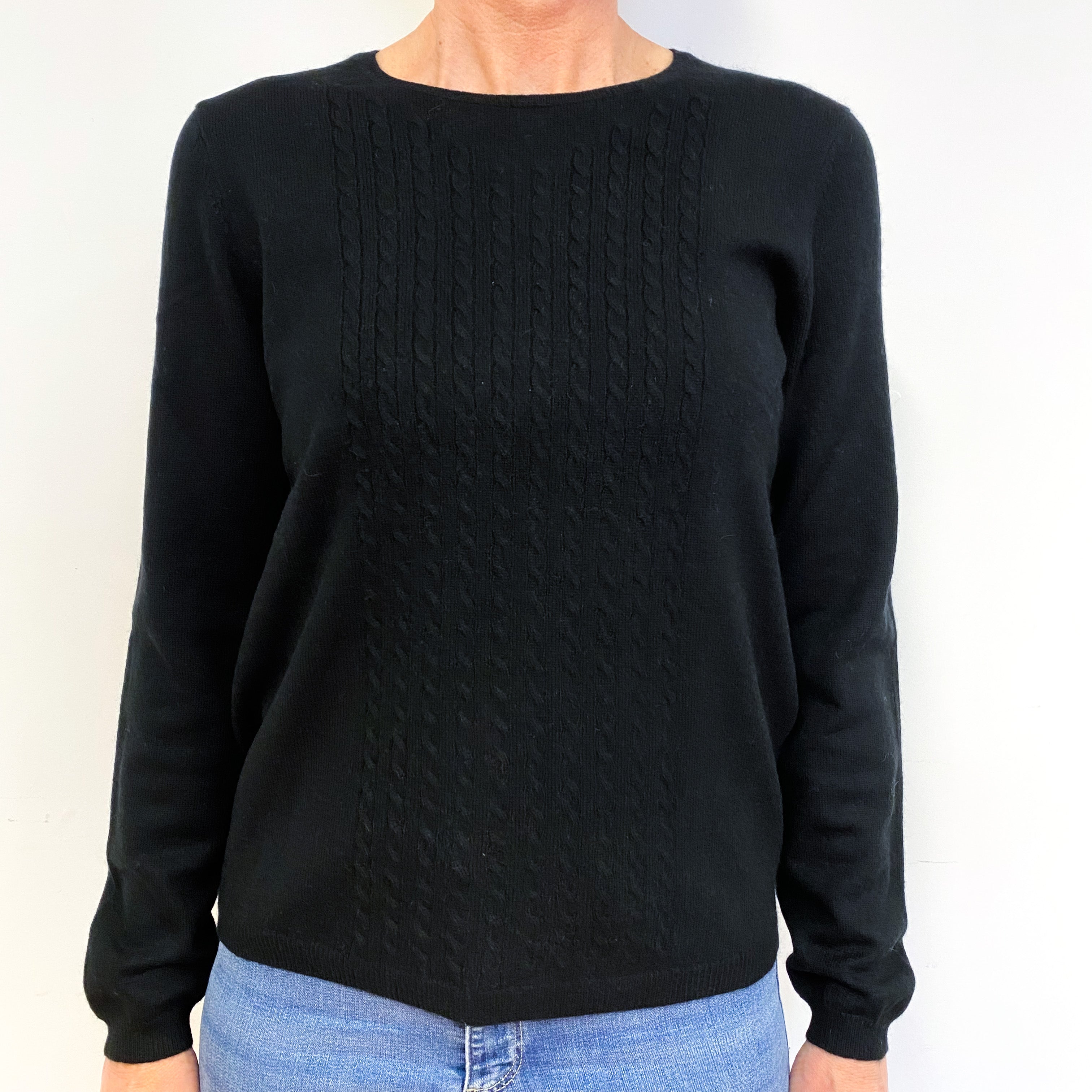 Black Cashmere Crew Neck Jumper Medium