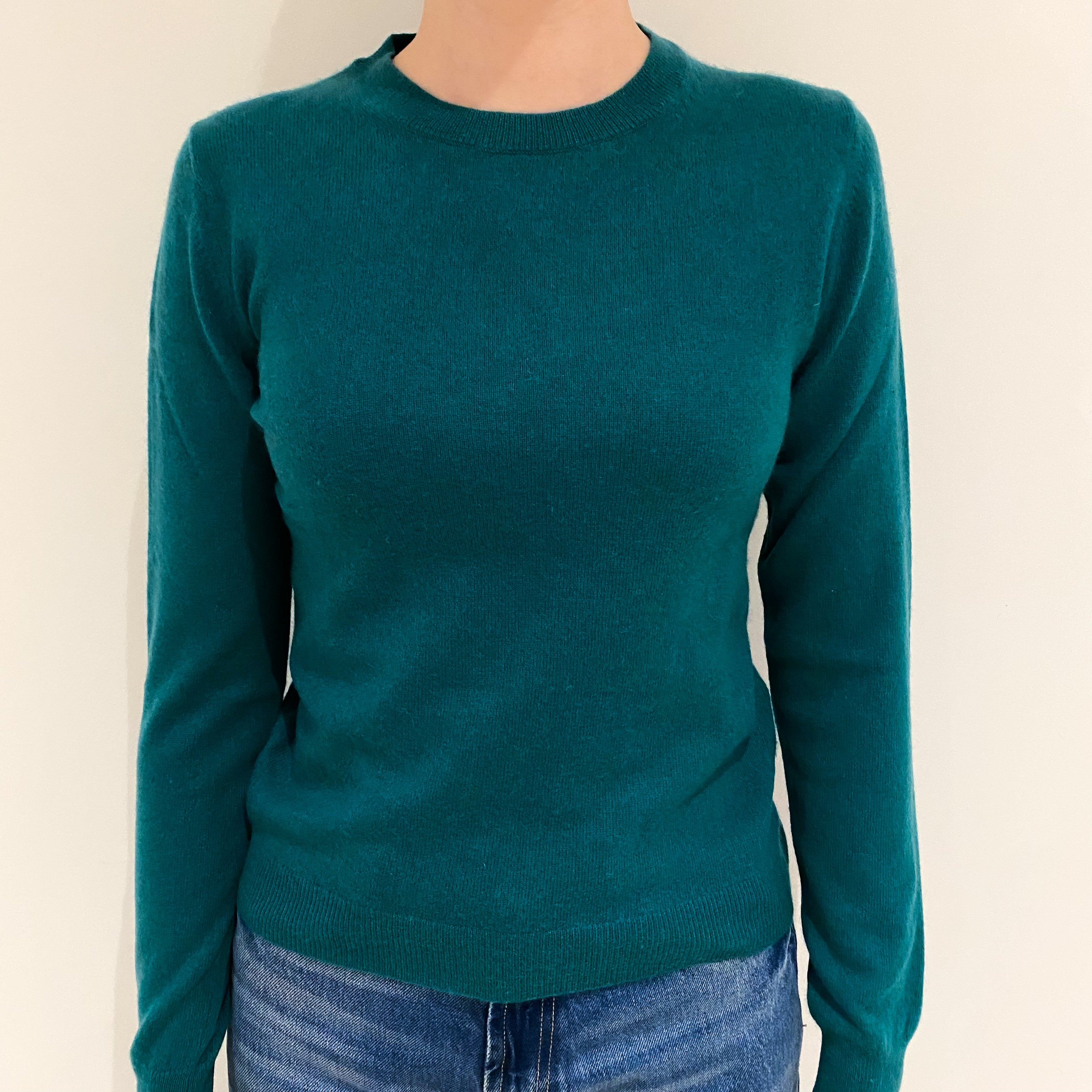 Shamrock Green Cashmere Crew Neck Jumper Extra Small