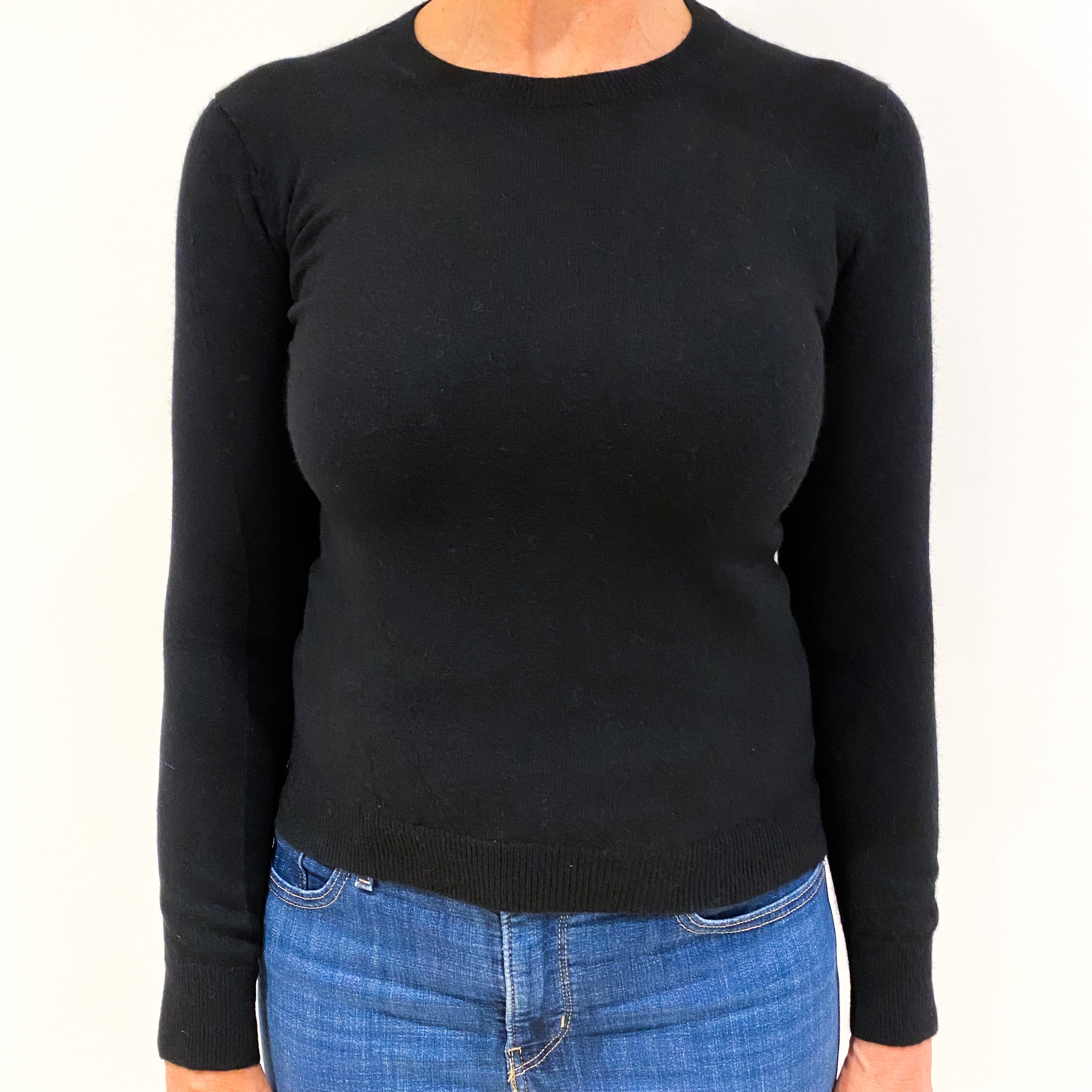 Black Cashmere Crew Neck Jumper Medium