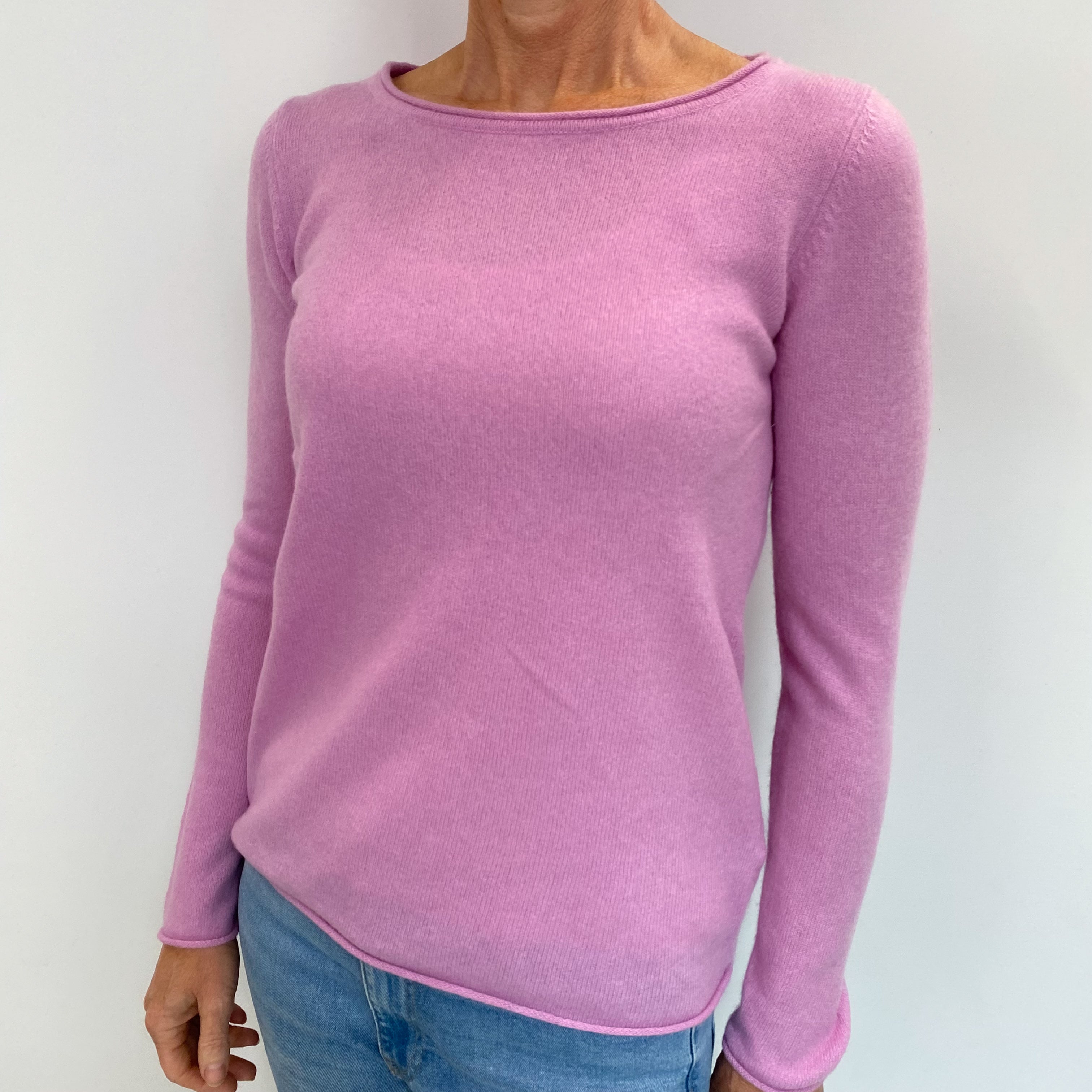Mauve Pink Cashmere Crew Neck Jumper Small