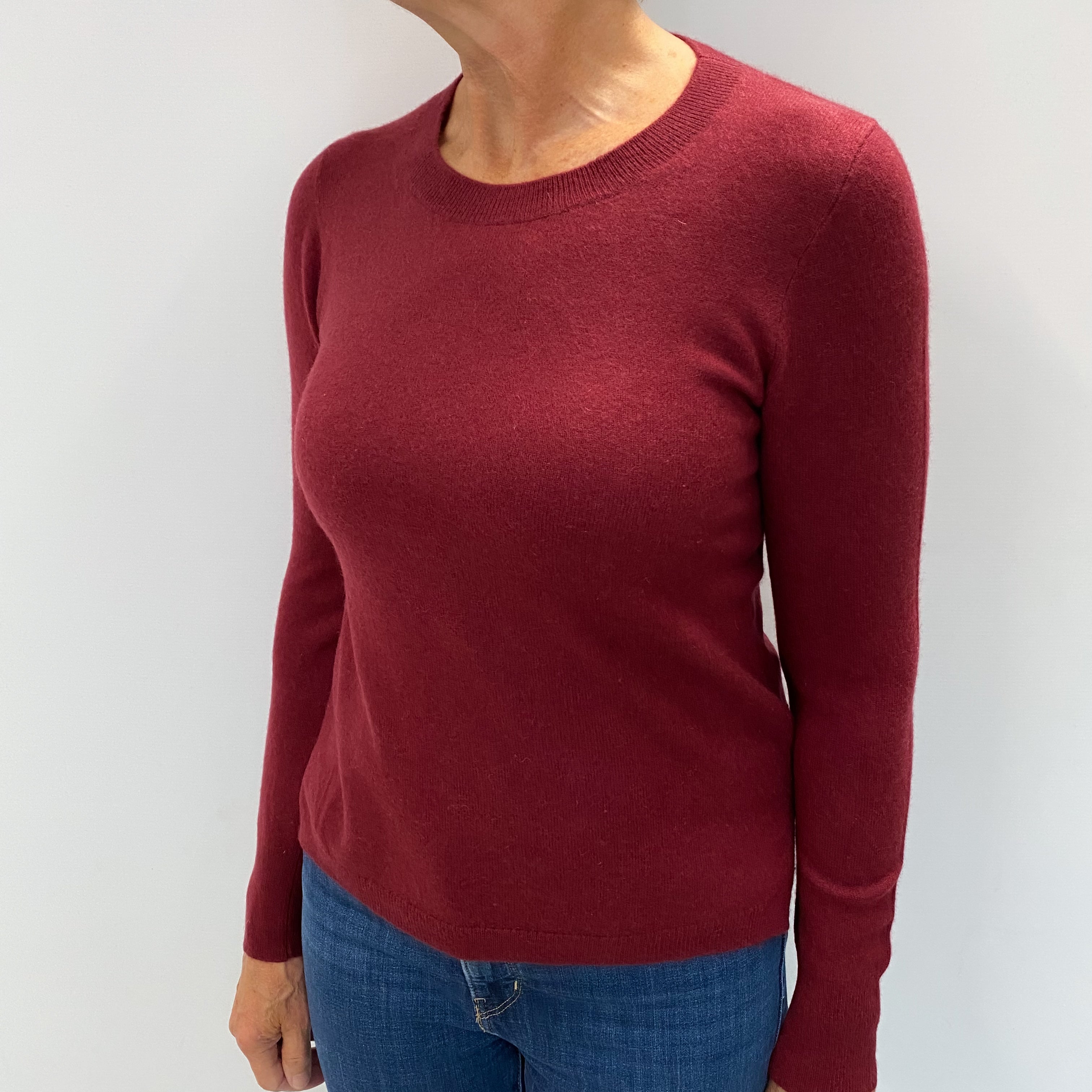 Maroon Red Cashmere Crew Neck Jumper Medium