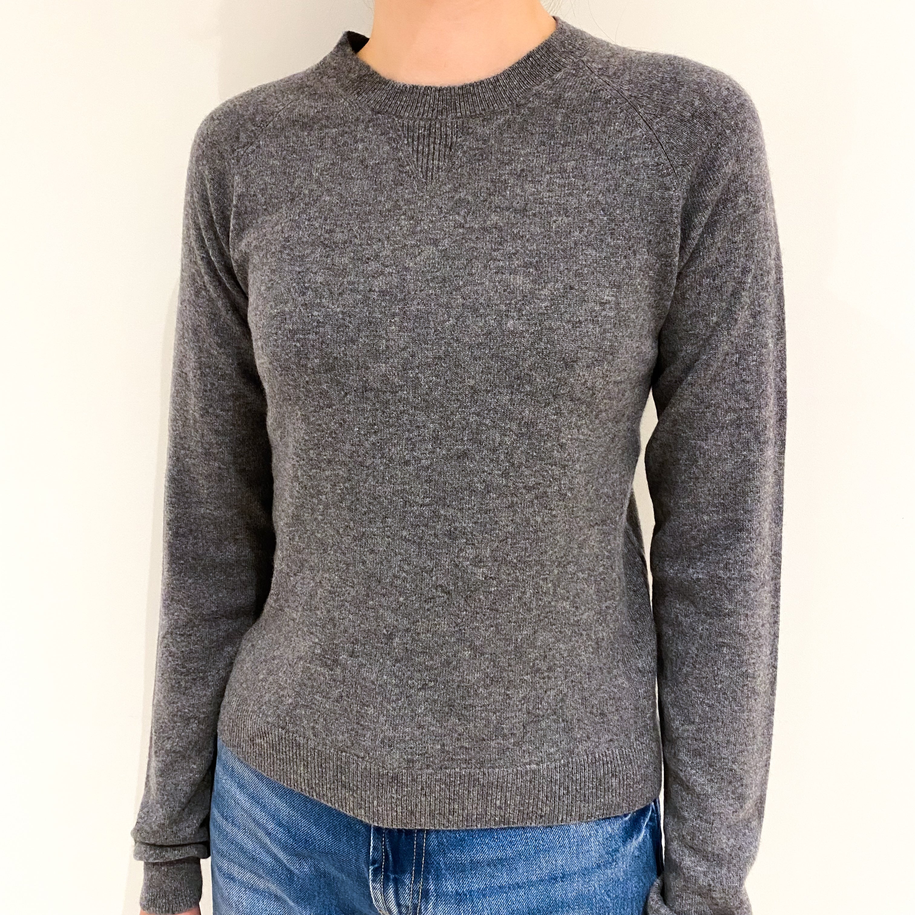 Slate Grey Cashmere Crew Neck Jumper Extra Small