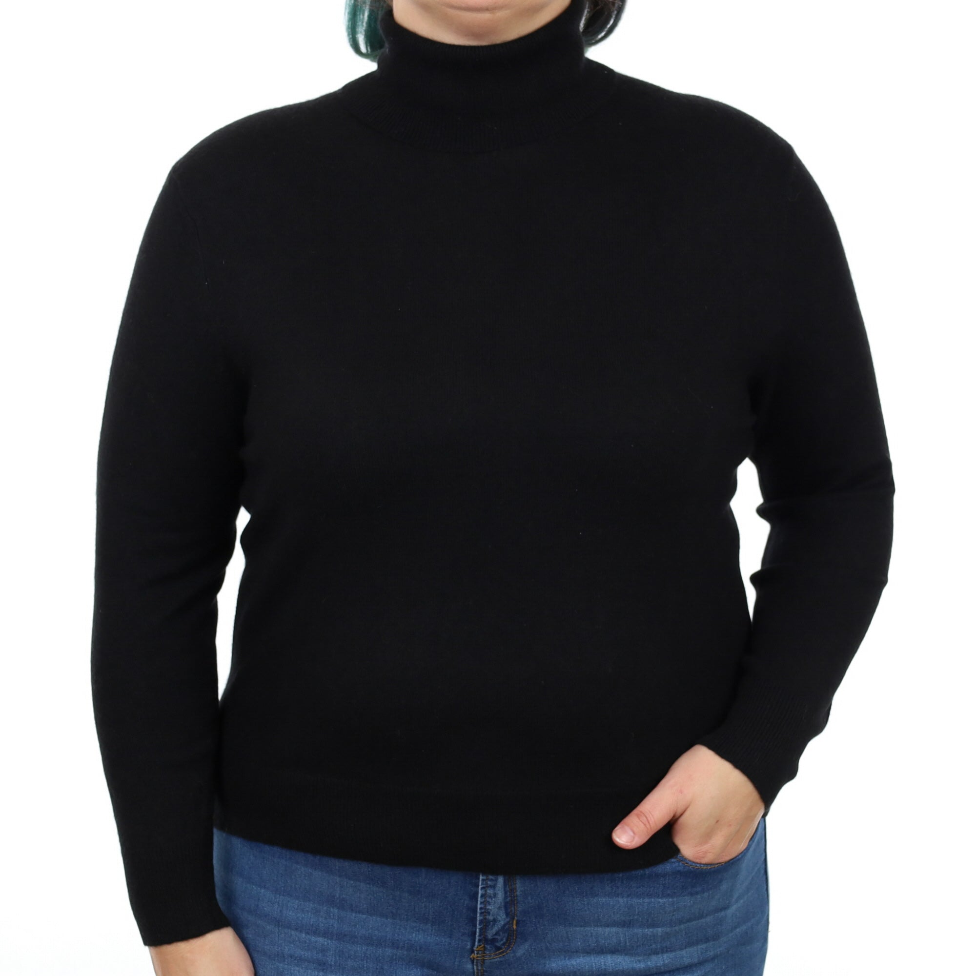 Black Cashmere Turtle Neck Jumper Large