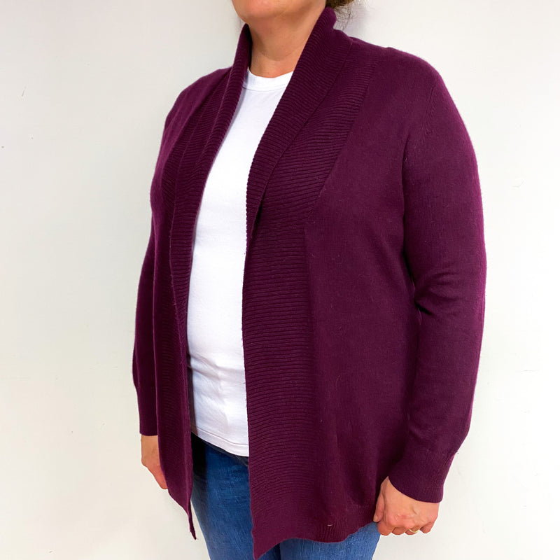 Mulberry Purple Cashmere Edge to Edge Cardigan Extra Large