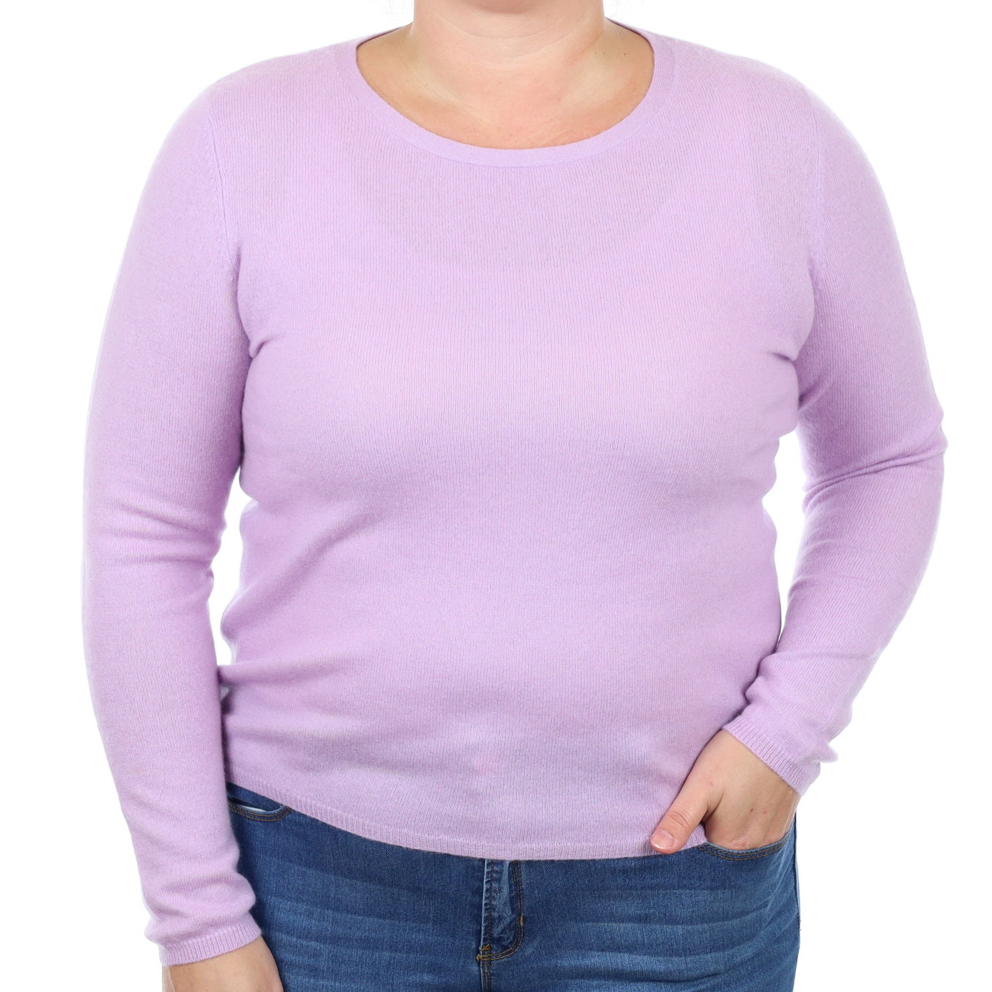 Heather Purple Cashmere Crew Neck Jumper Large
