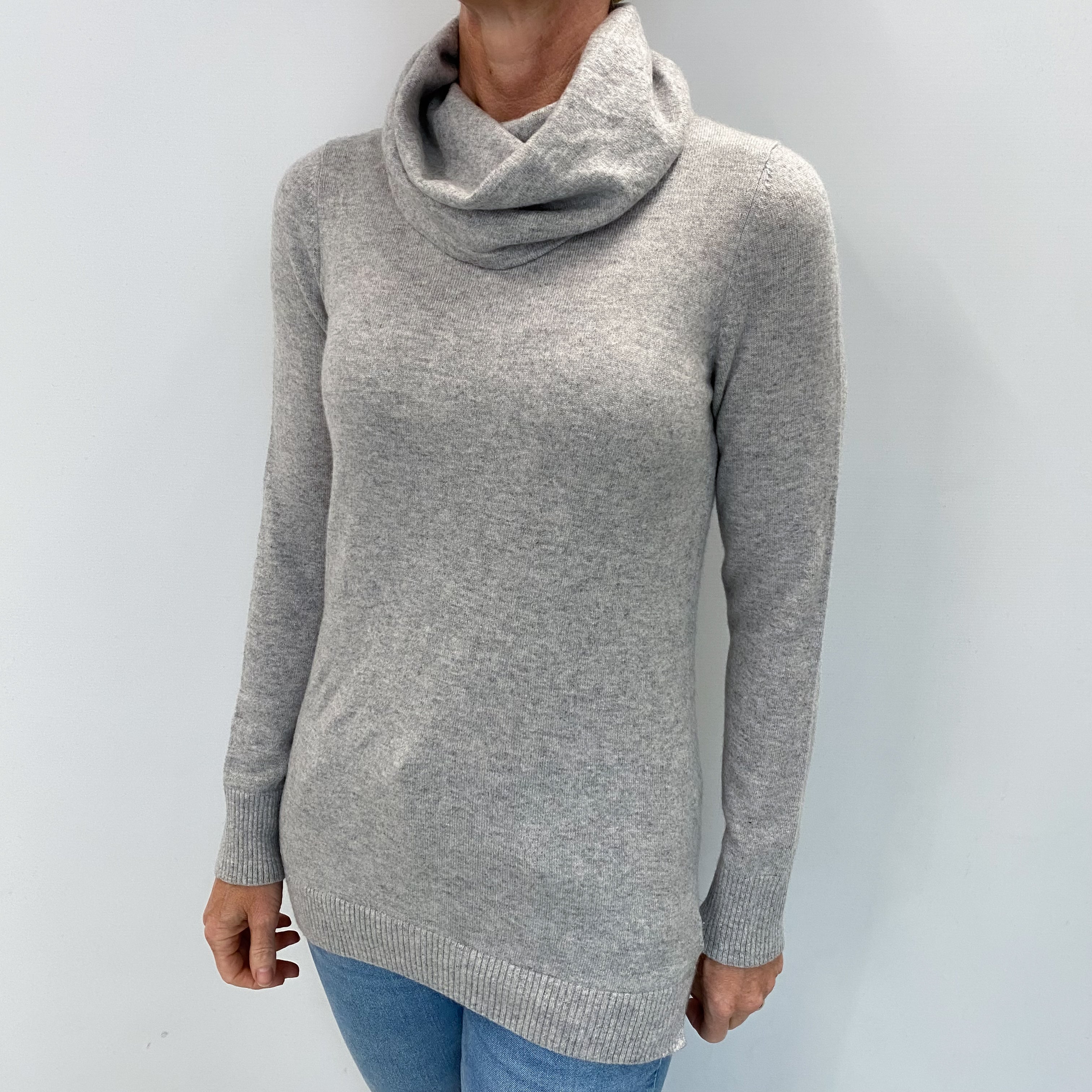 Smoke Grey Cashmere Cowl Neck Jumper Small
