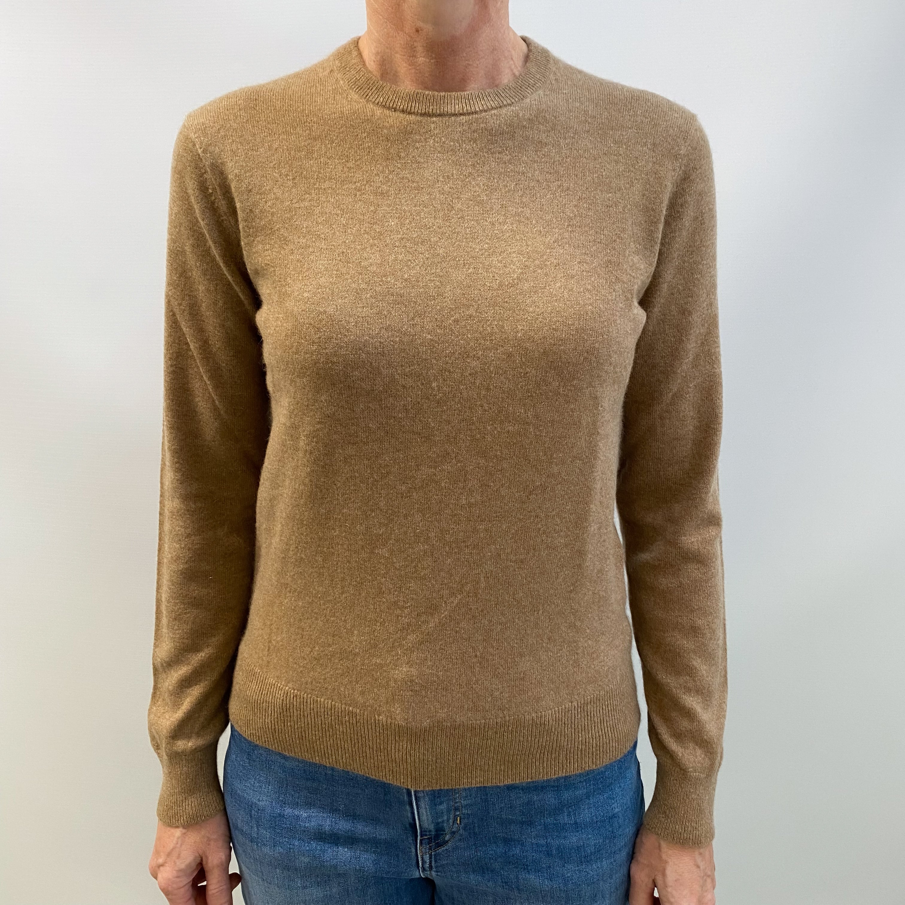 Butterscotch Brown Cashmere Crew Neck Jumper Small