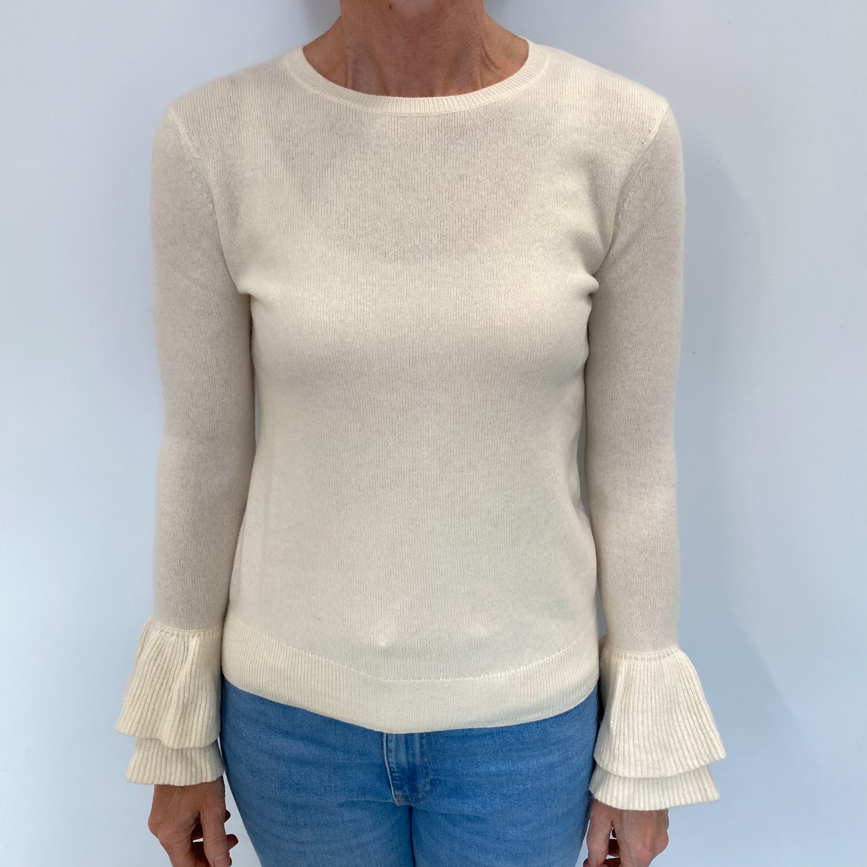 Vanilla Cream Cashmere Crew Neck Jumper Small
