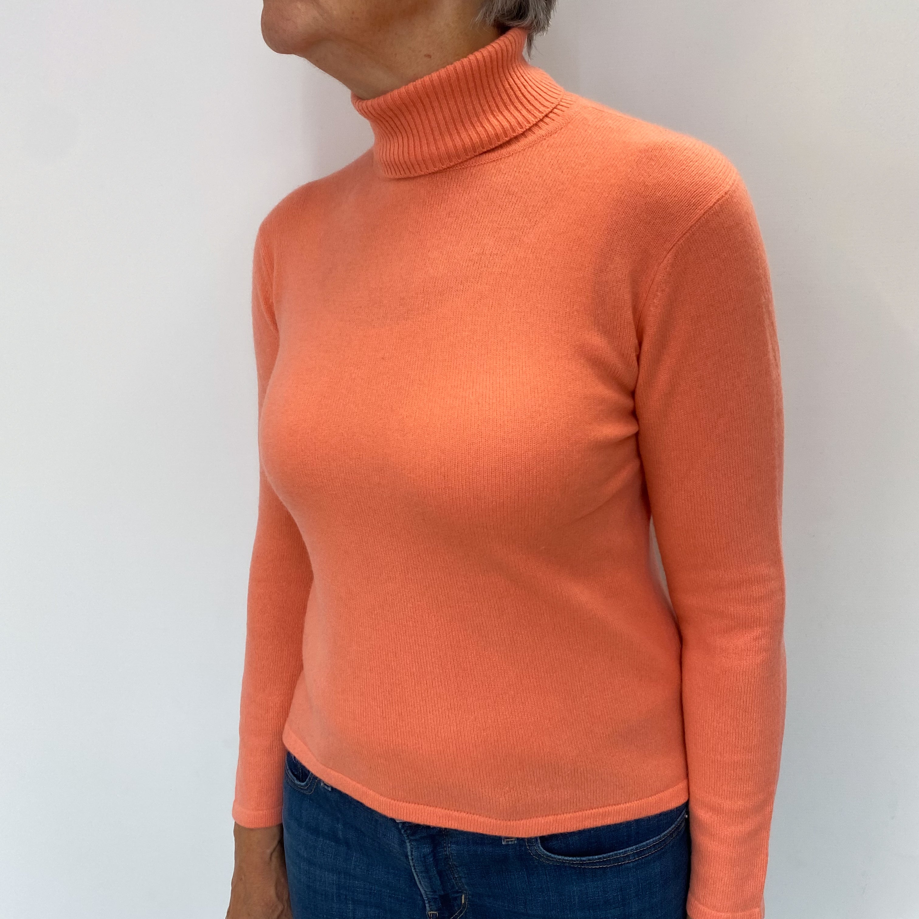 Crab Orange Cashmere Polo Neck Jumper Medium