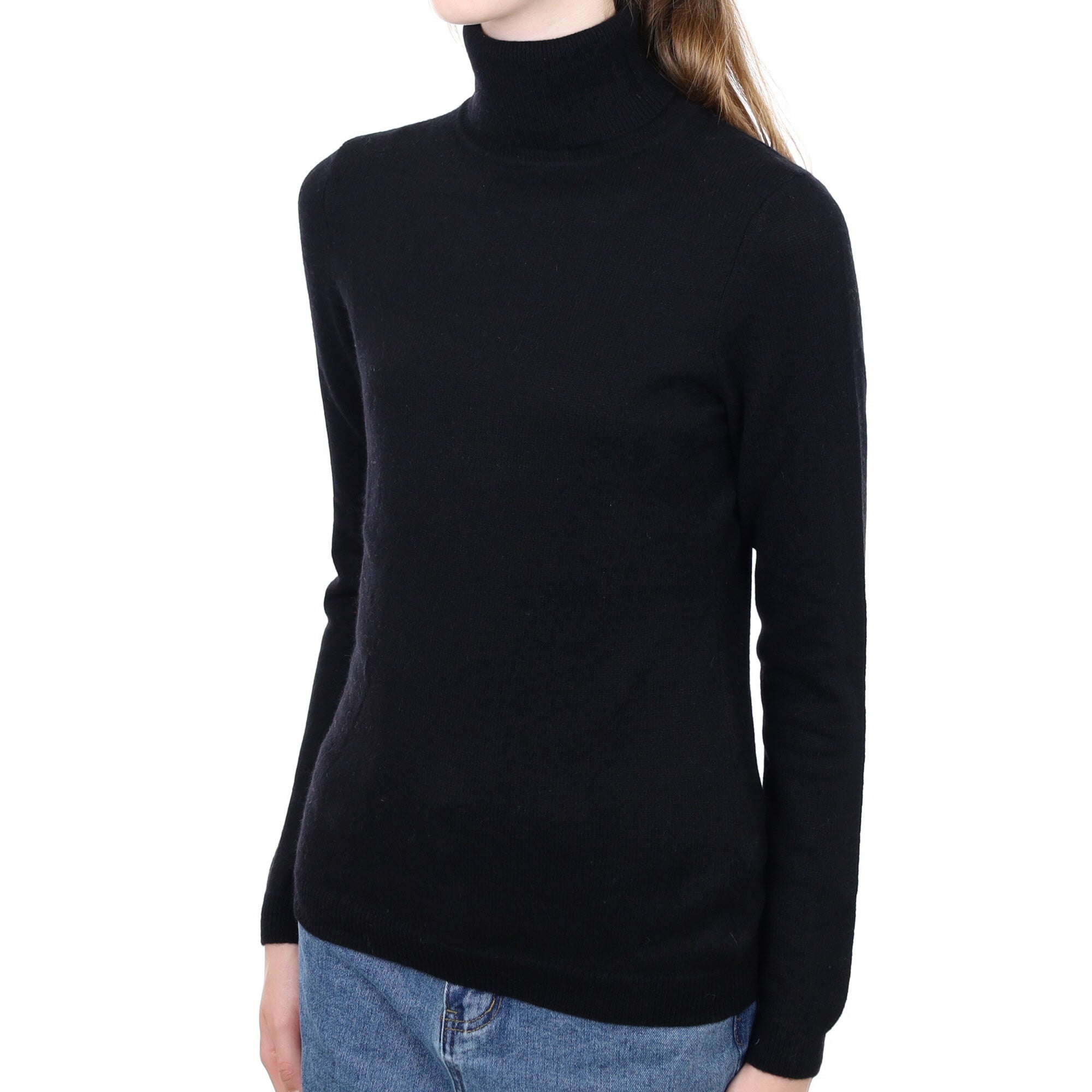 Black Cashmere Polo Neck Jumper Extra Small