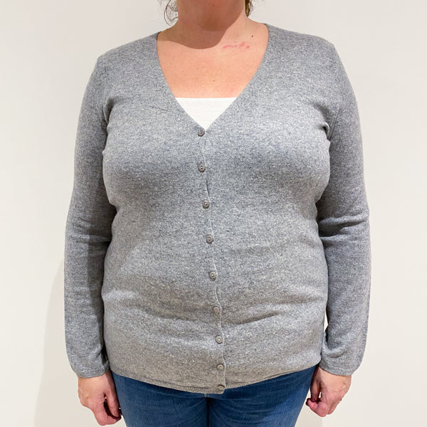 Smoke Grey Cashmere V-Neck Cardigan Extra Large