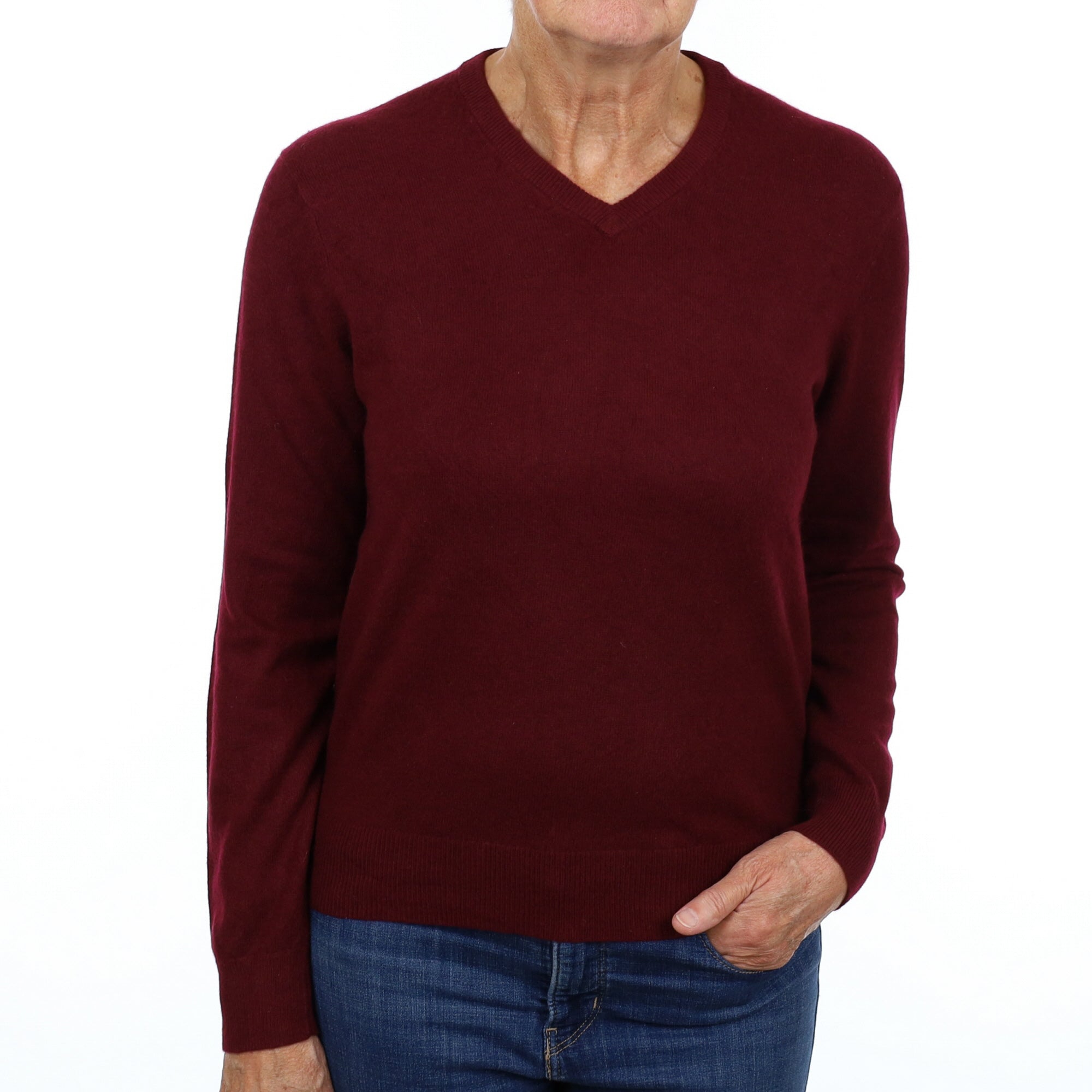 Mulberry Purple Cashmere V Neck Jumper Medium